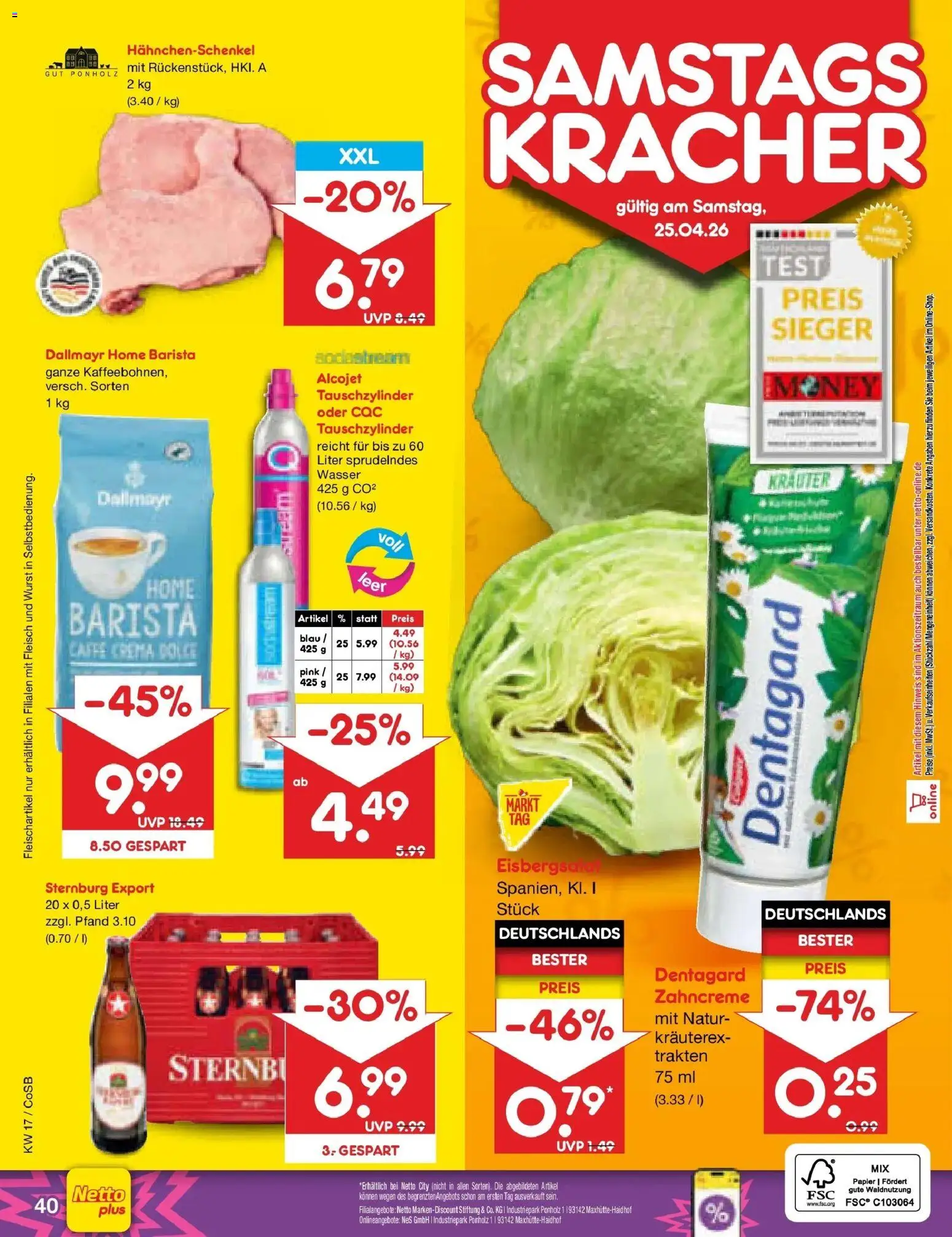 Netto Marken-Discount Prospekt Bitterfeld-Wolfen	 – gültig ab 20.04.2026 | Seite: 56 | Produkte: Hahnchenschenkel, Dallmayr, Wurst, Fleisch