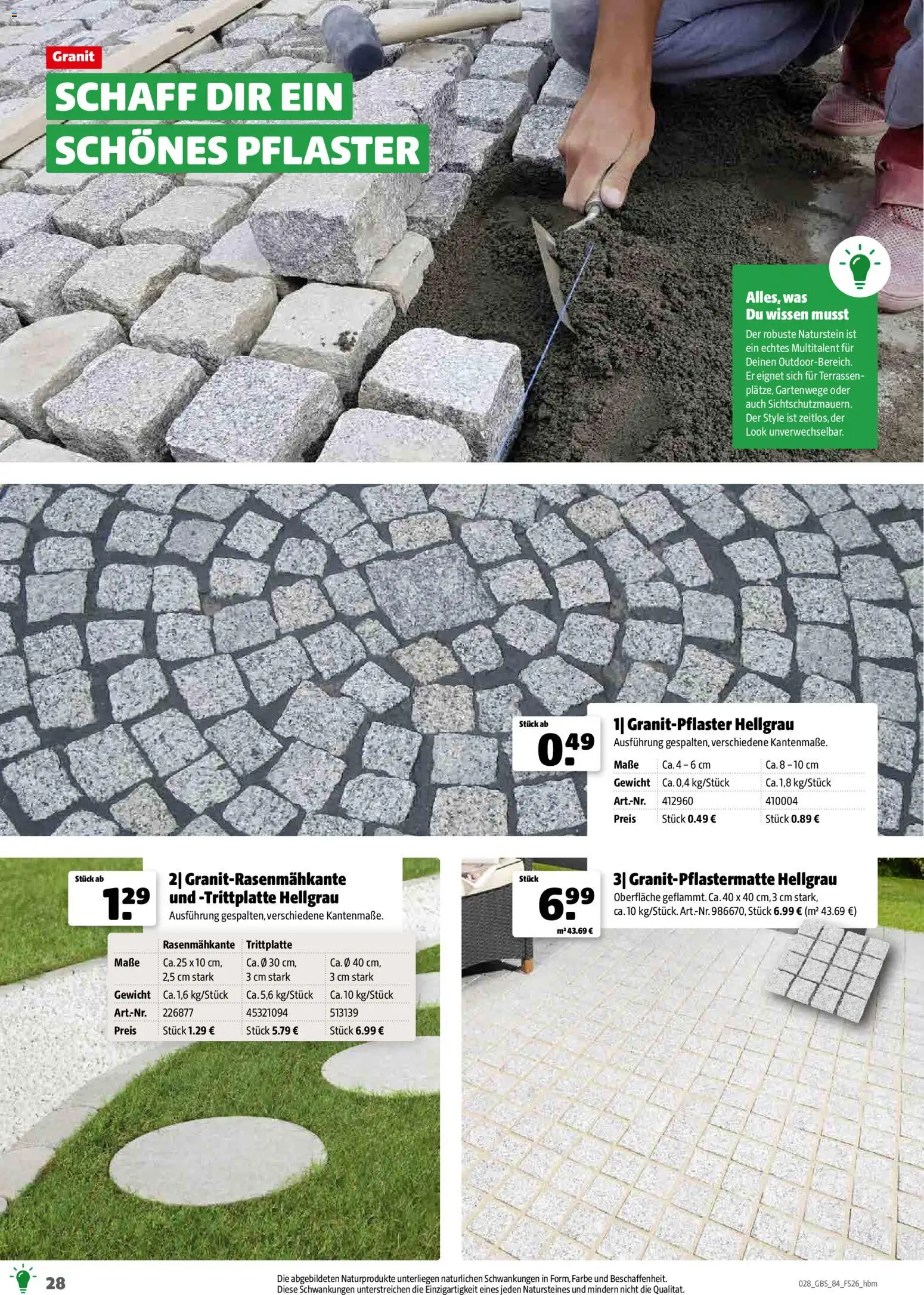 Hagebau Gartenbaustoffsortiment – gültig ab 02.03.2026 | Seite: 28 | Produkte: Gewicht