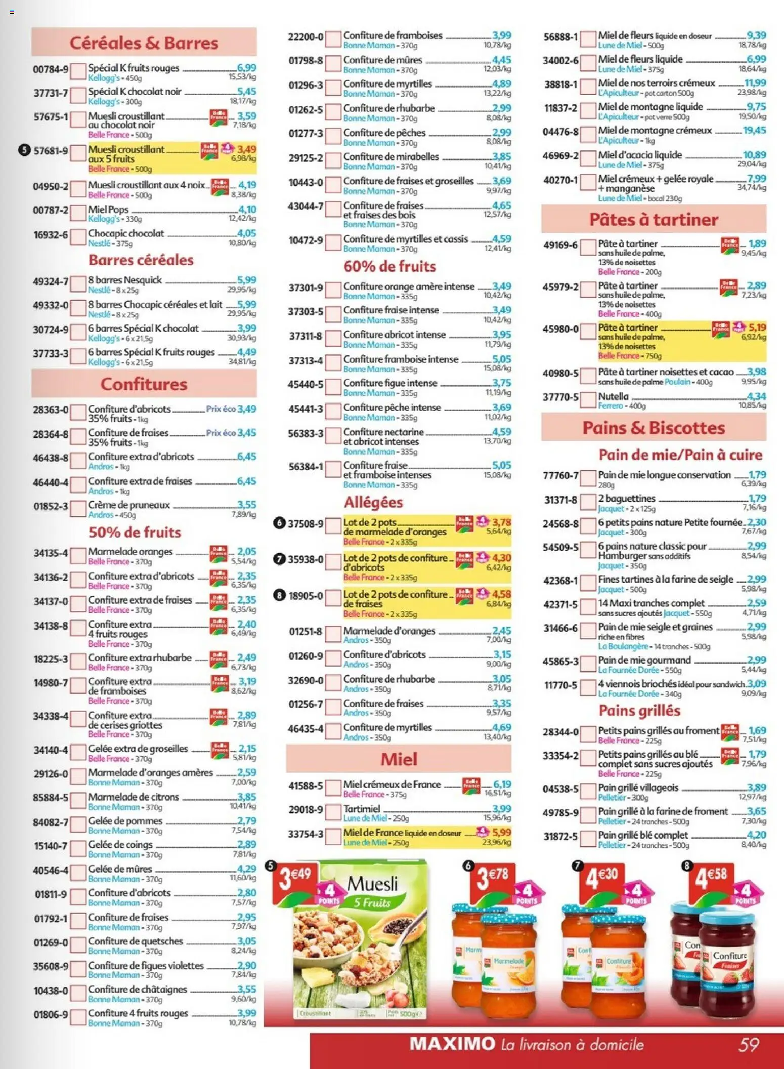 {H1} | Page: 59 | Produits: Biscottes, Nectarine, Nutella, Pâtes