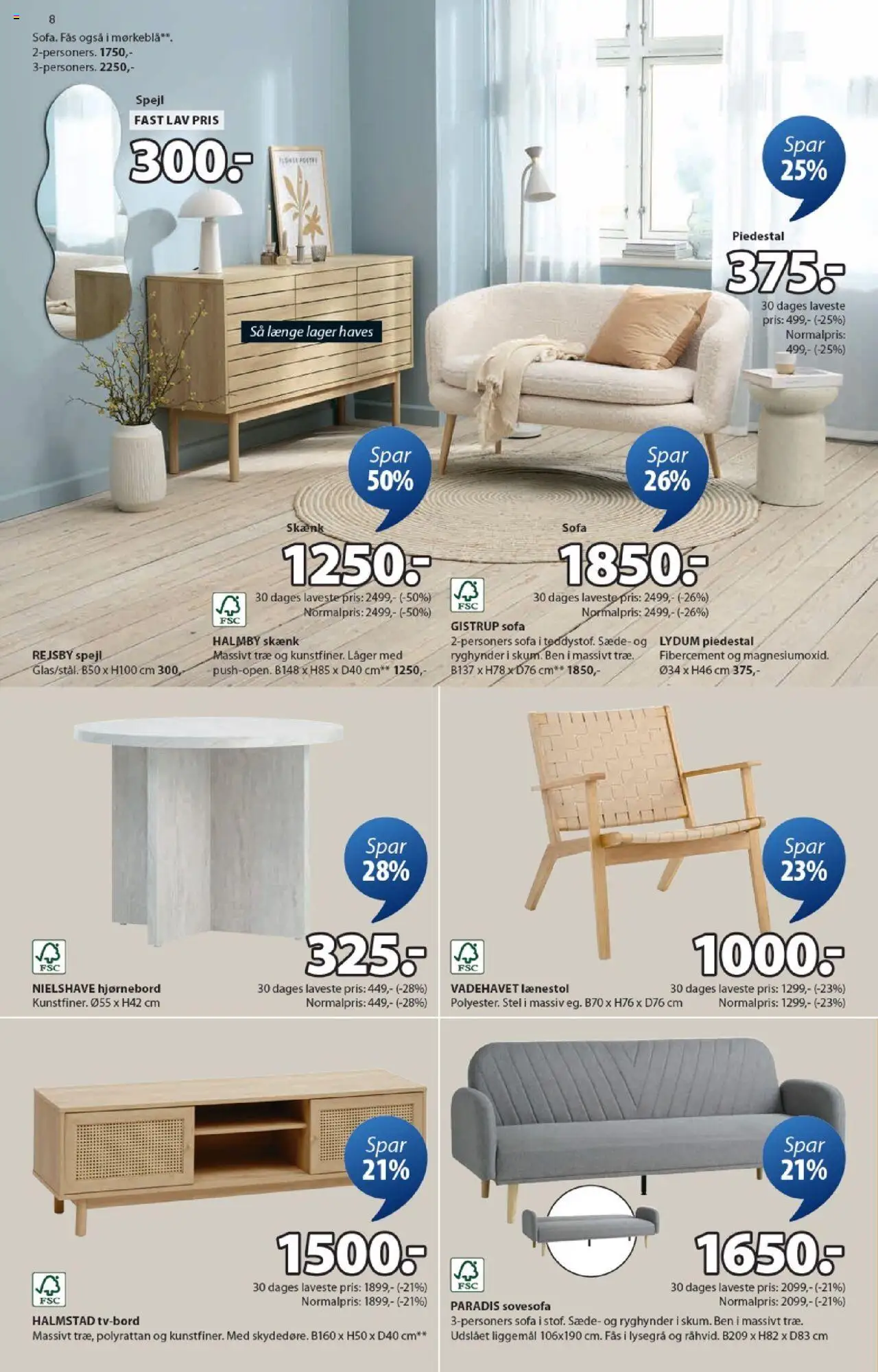 JYSK tilbudsavis – gyldig fra 03.10.2025 | Side: 8 | Produkter: Sofa, Lænestol, Skænk, Spejl