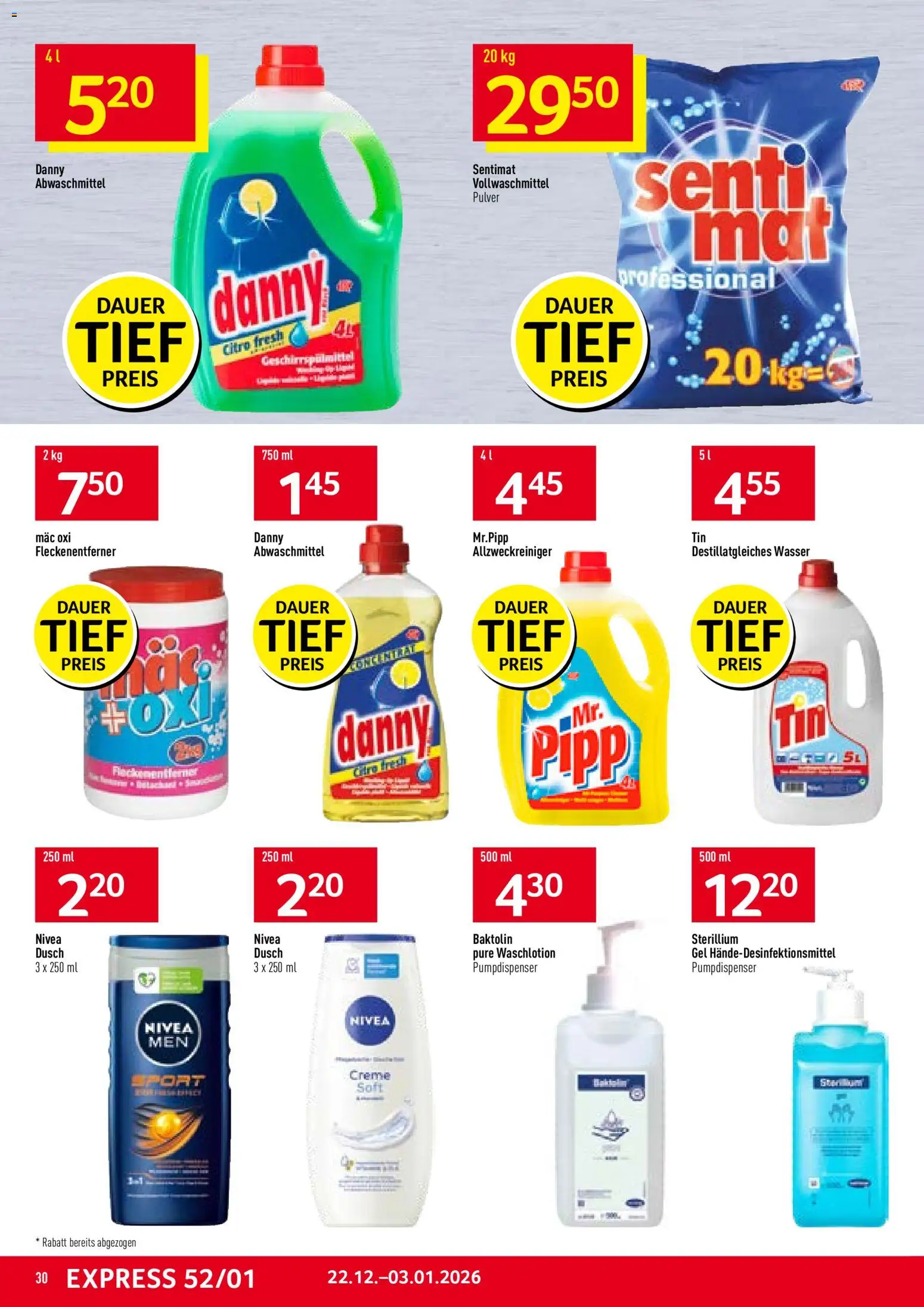 Prodega Aktionen – gültig ab 22.12.2025 | Seite: 30 | Produkte: Pulver, Fleckenentferner, Wasser, Creme