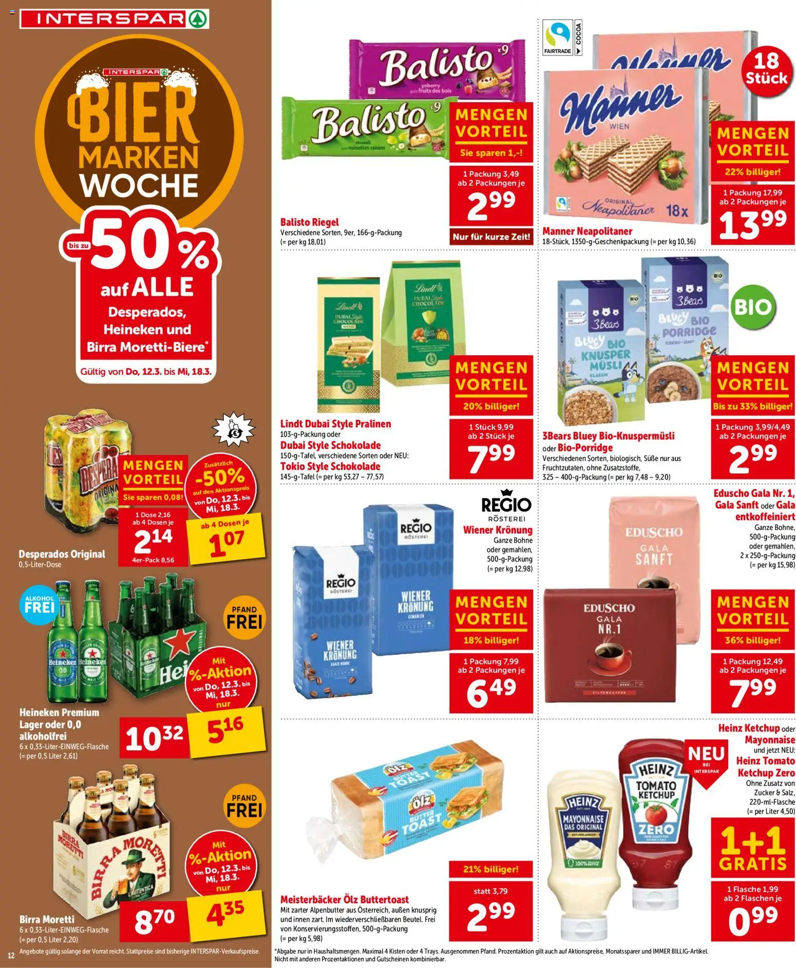 Interspar Flugblatt - Steiermark gültig ab 12.03.2026 | Seite: 12 | Produkte: Ketchup, Zucker, Schokolade, Bier