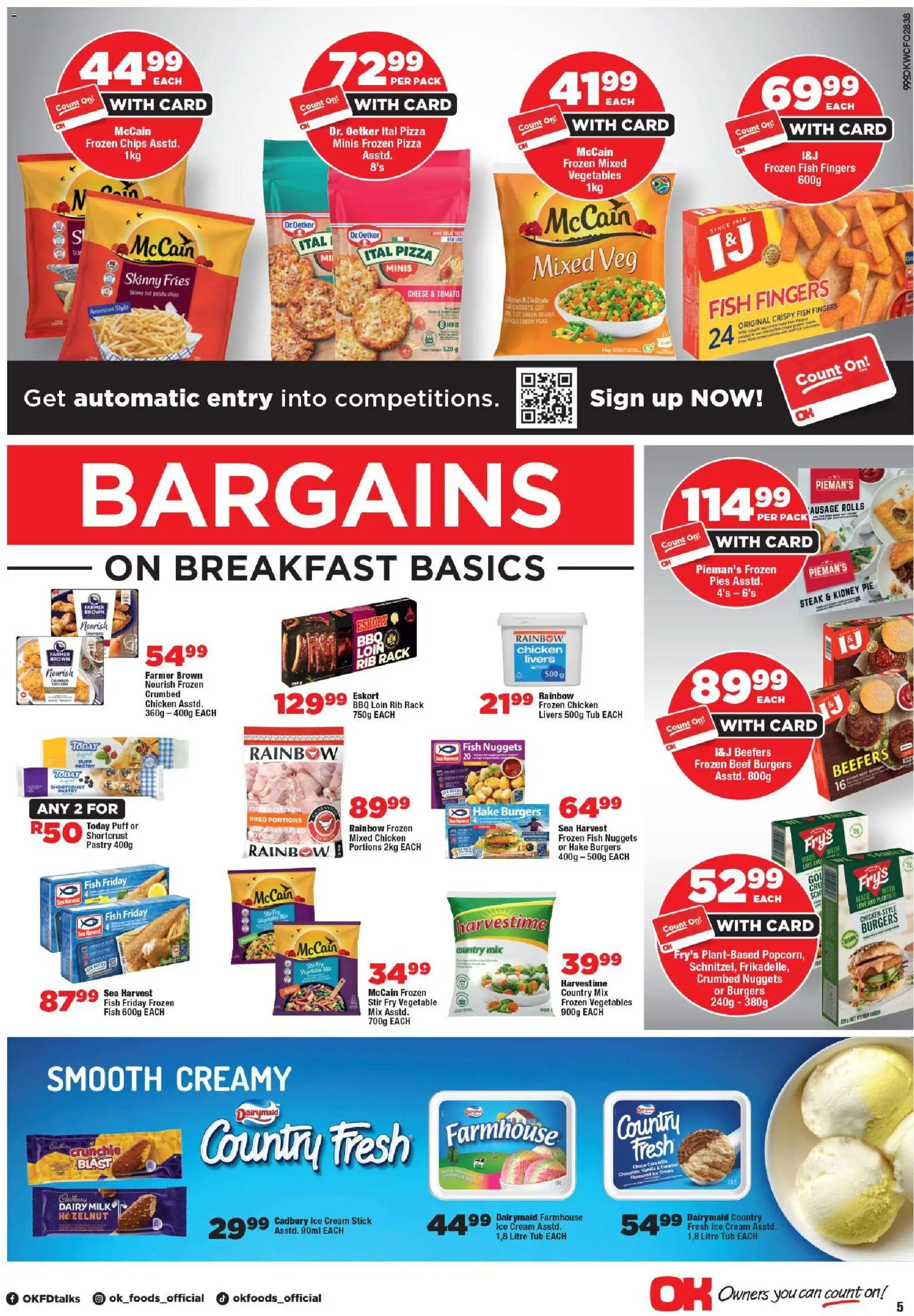 New OK Foods catalogue – valid from 24.04.2026 | Page: 5 | Products: Steak, Chips, Cream, Caramel