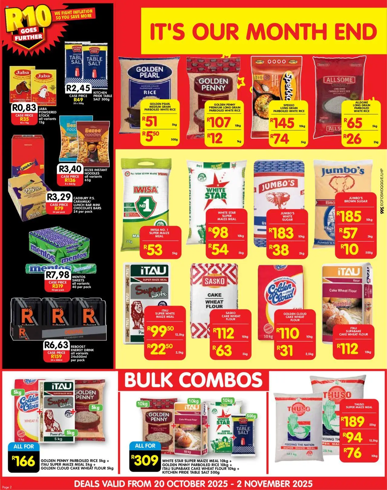New Shoprite catalogue – valid from 20.10.2025 | Page: 2 | Products: Sweets, Chocolate, Noodles, Stock