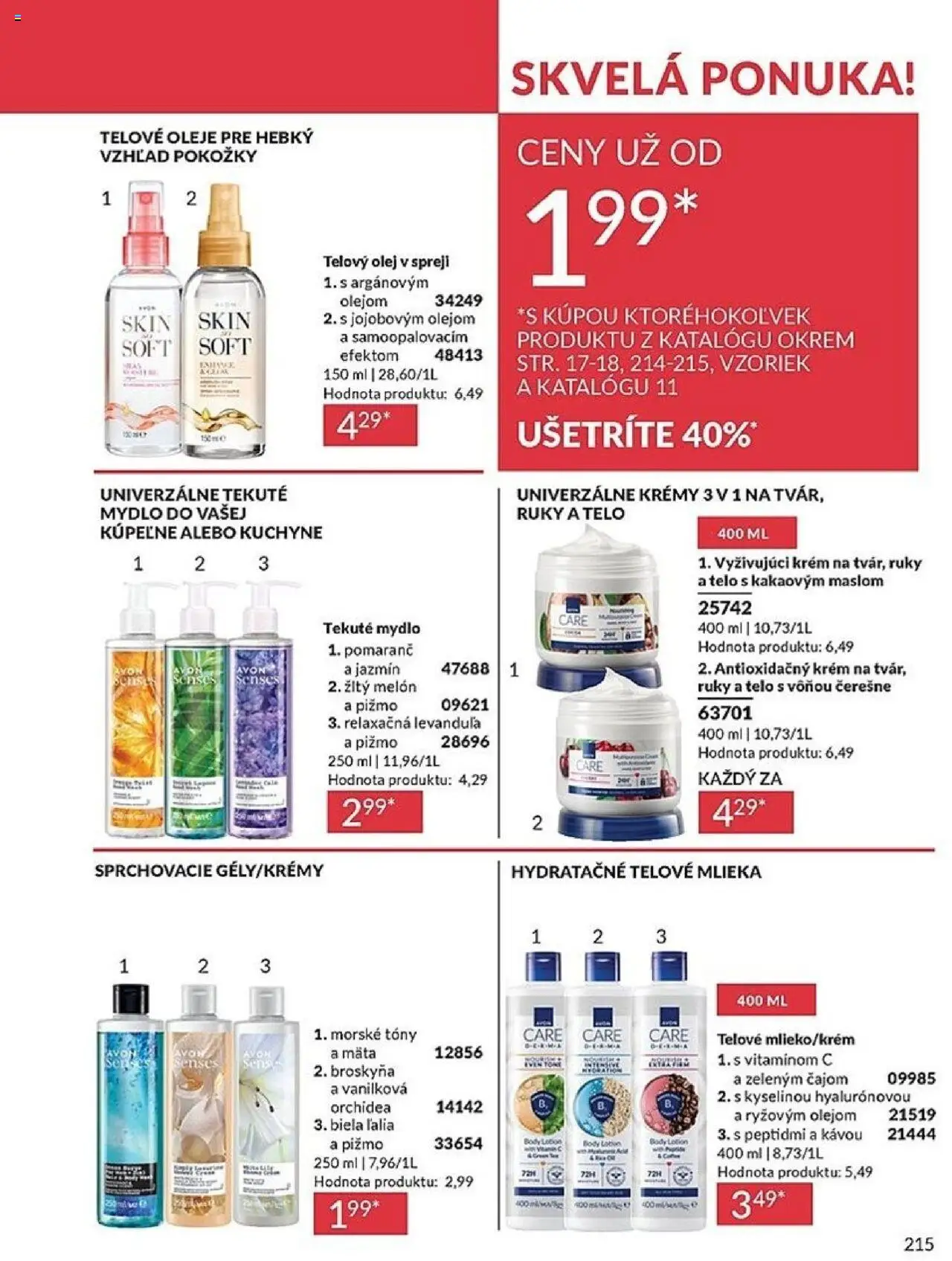 Nové Avon akcie – leták je platný od 01.10.2025 | Strana: 215 | Produkty: Olej, Krém, Melón, Orchidea
