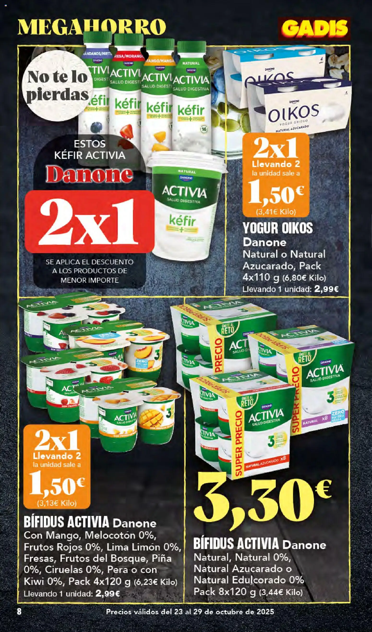 Gadis folleto │ válido desde el 23.10.2025 | Página: 8 | Productos: Yogur, Piña, Kiwi, Té