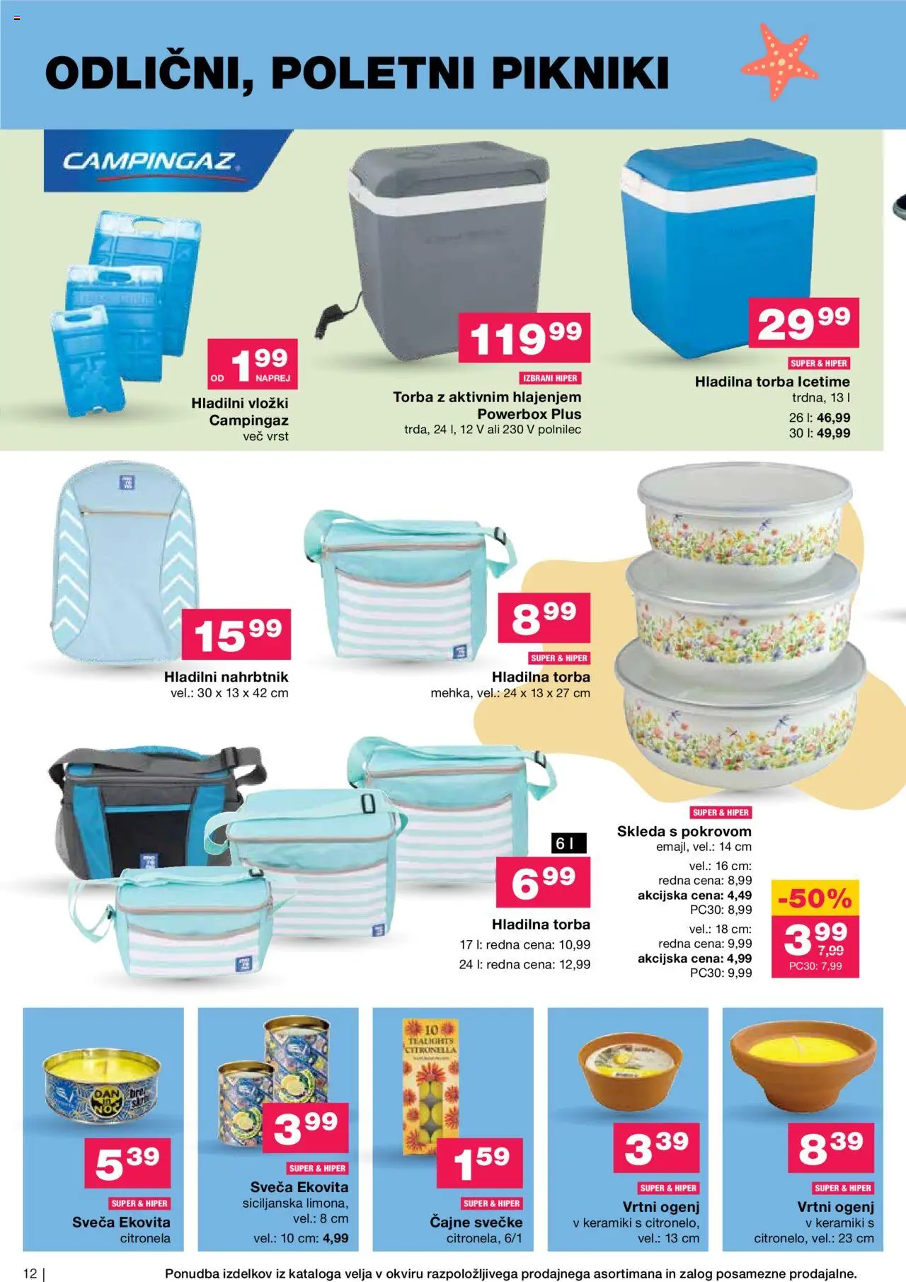 Mercator katalog poletje je tu │ velja od 11.06.2025 | Stran: 12 | Izdelki: Hladilna torba, Torba, Sveča, Nahrbtnik