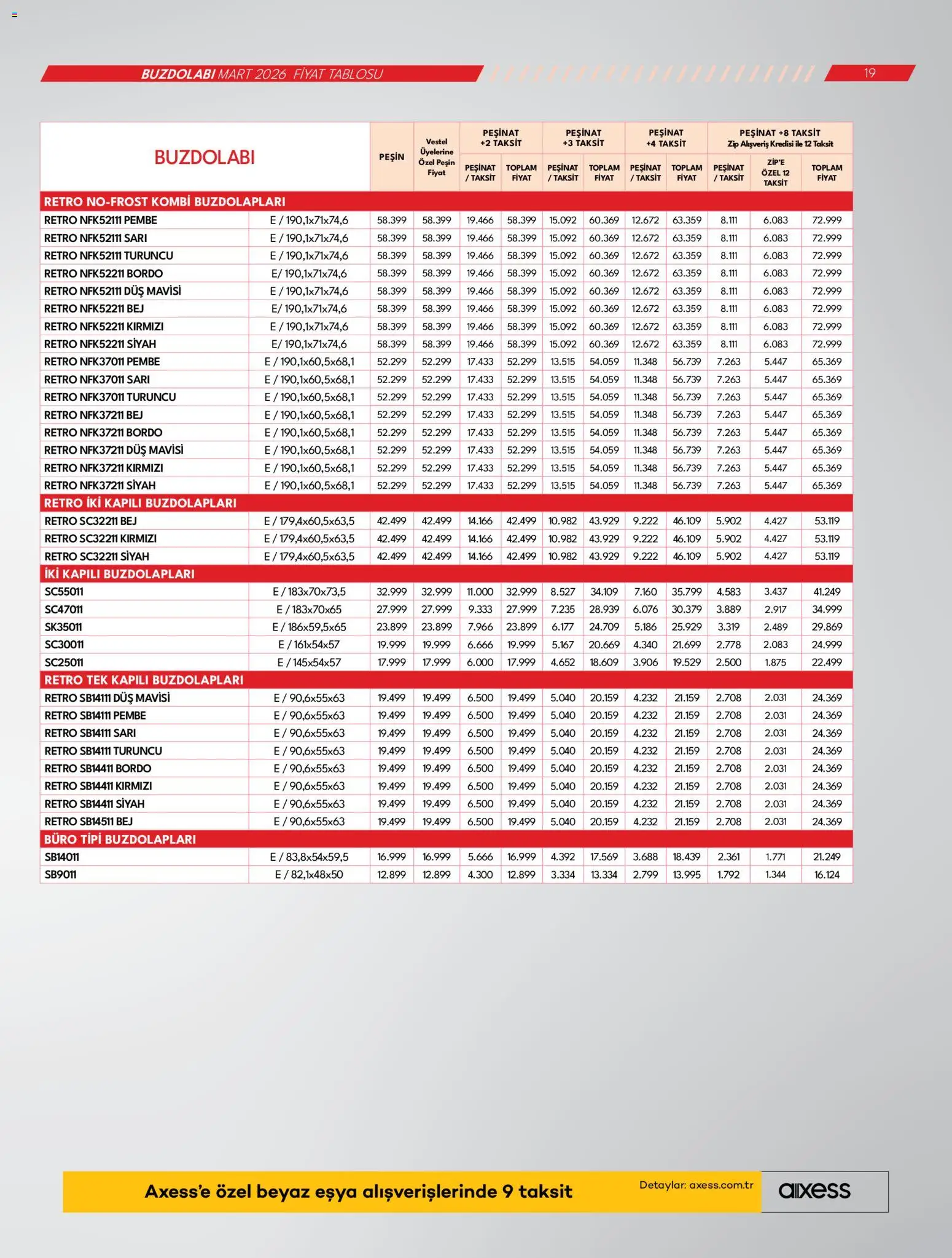 Vestel Katalog - 01.03.2026 tarihinden itibaren geçerlidir | Sayfa: 19 | Ürünler: Dondurucu