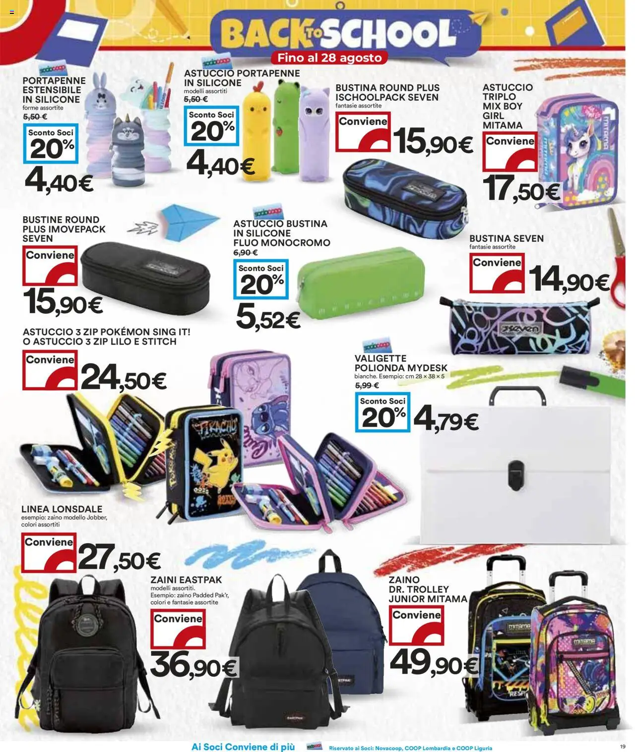 Volantino COOP del 24.07.2025 | Pagina: 19 | Prodotti: Zaino, Astuccio, Silicone, Trolley