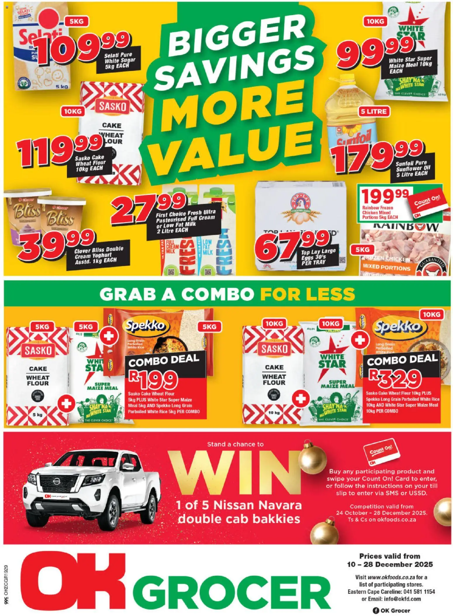 New OK Foods catalogue – valid from 10.12.2025 | Page: 1 | Products: Flour, Maize meal, Oil, Cream