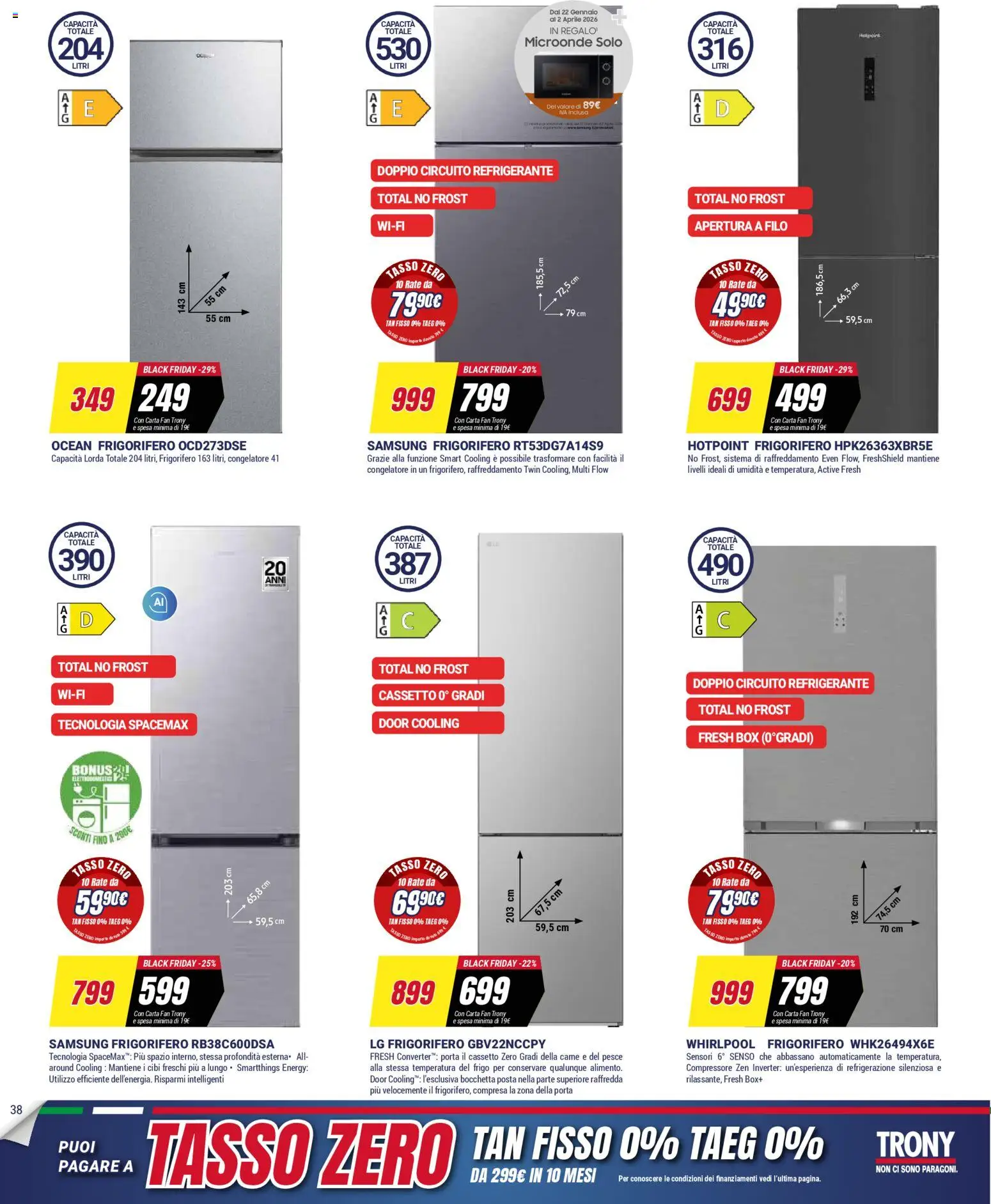 Volantino Trony volantino Sardegna del 19.03.2026 | Pagina: 37 | Prodotti: Microonde, Congelatore, Fan, Samsung