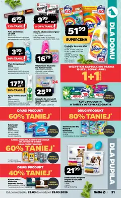 Pogląd oferty "Netto gazetka od poniedziałku spożywcza" - ważna od 23.03.2026 | Strona: 31 | Produkty: Vanish, Baterie, Domestos, Finish