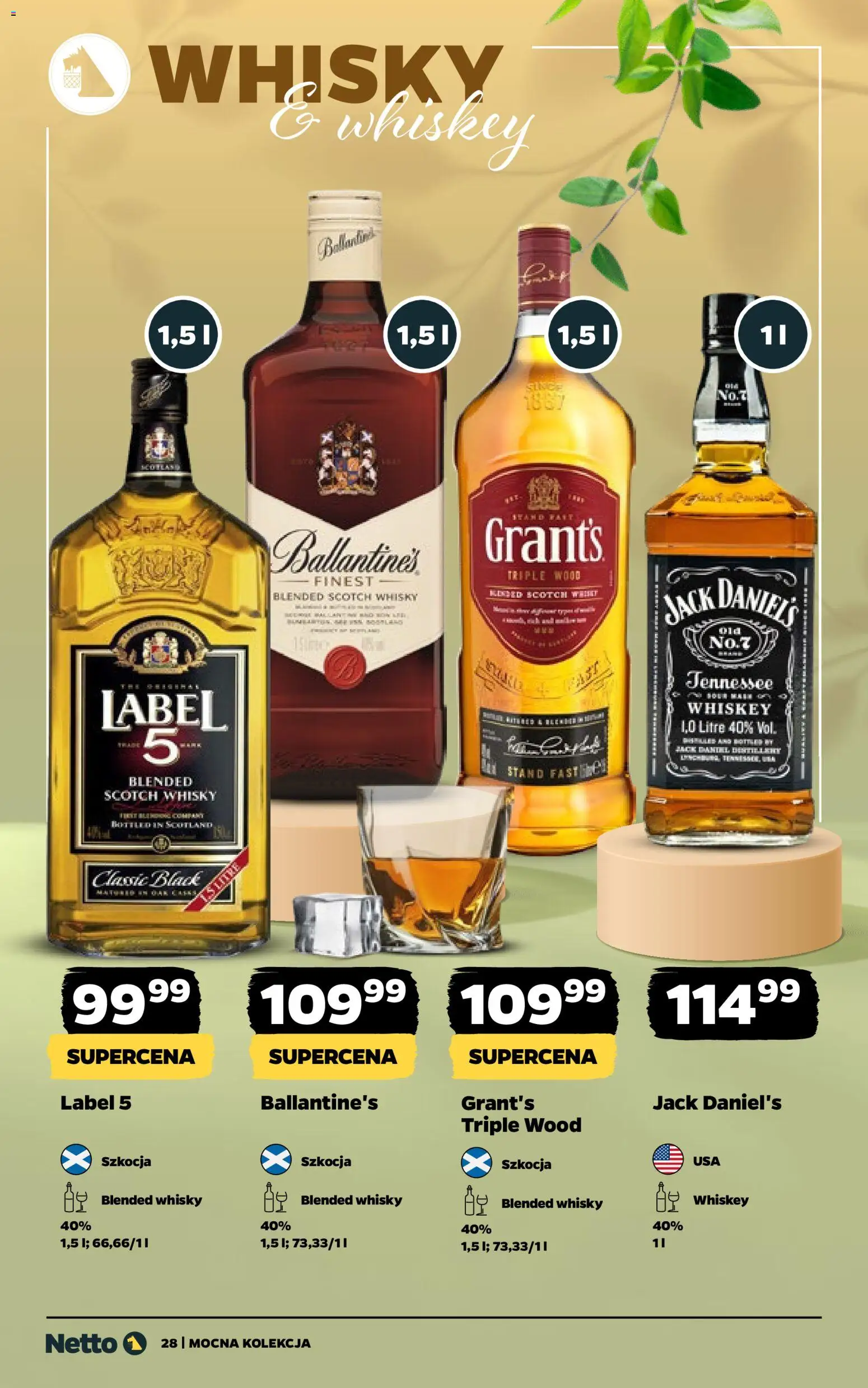 Netto gazetka - Alkohole mocne od 16.03.2026 | Strona: 28 | Produkty: Grant's, Jack Daniel's, Whisky