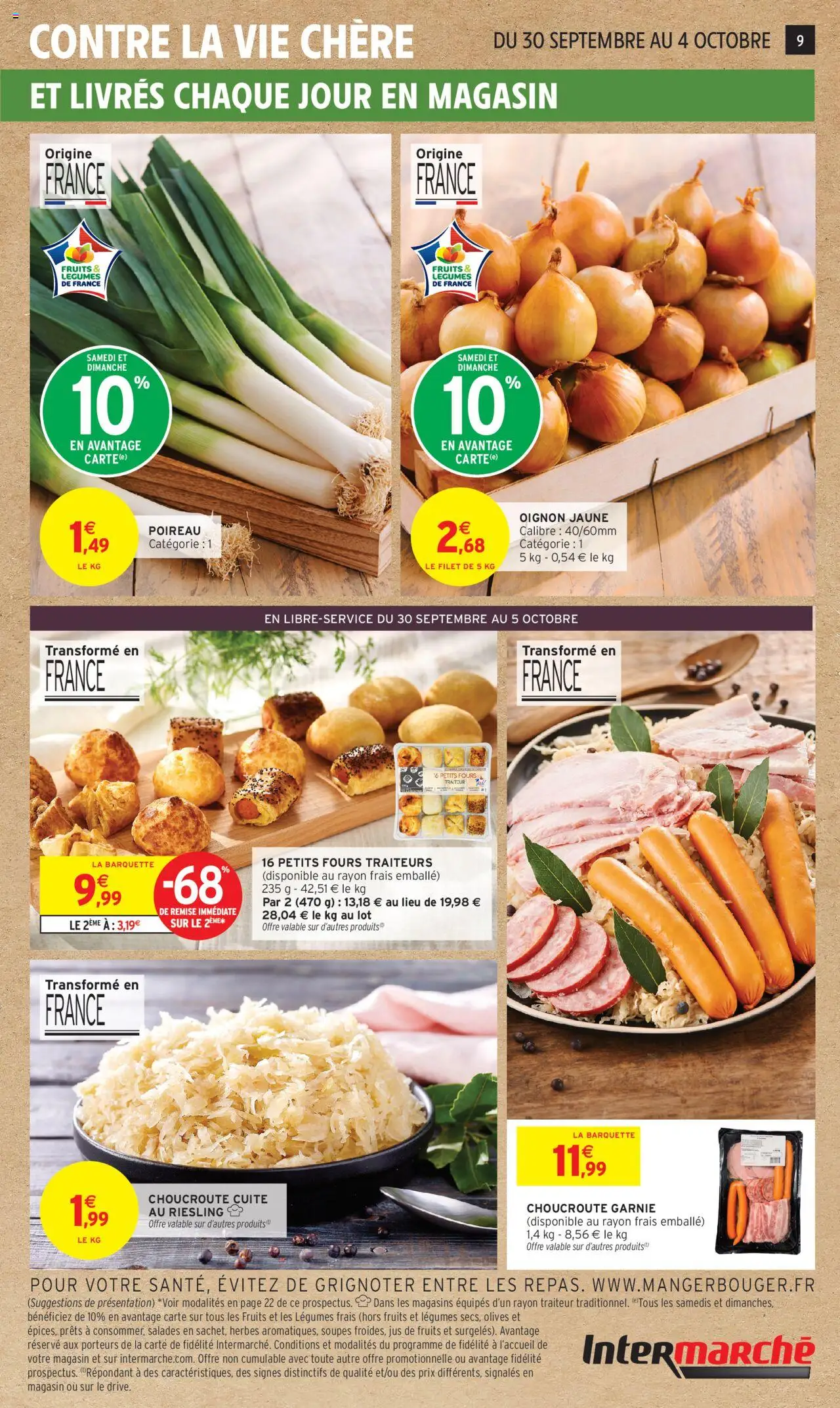  | Page: 9 | Produits: Olives, Poireau, Jus, Choucroute cuite