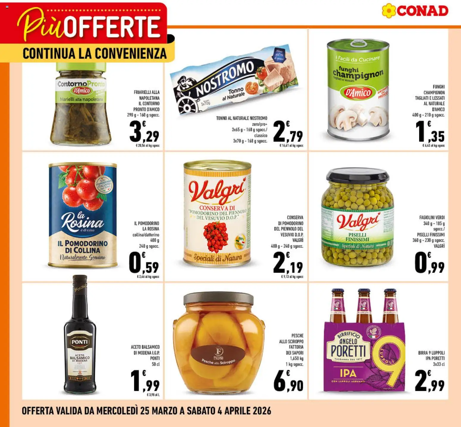 Volantino Conad del 25.03.2026 | Pagina: 1 | Prodotti: Birra, Funghi, Tonno, Fagiolini