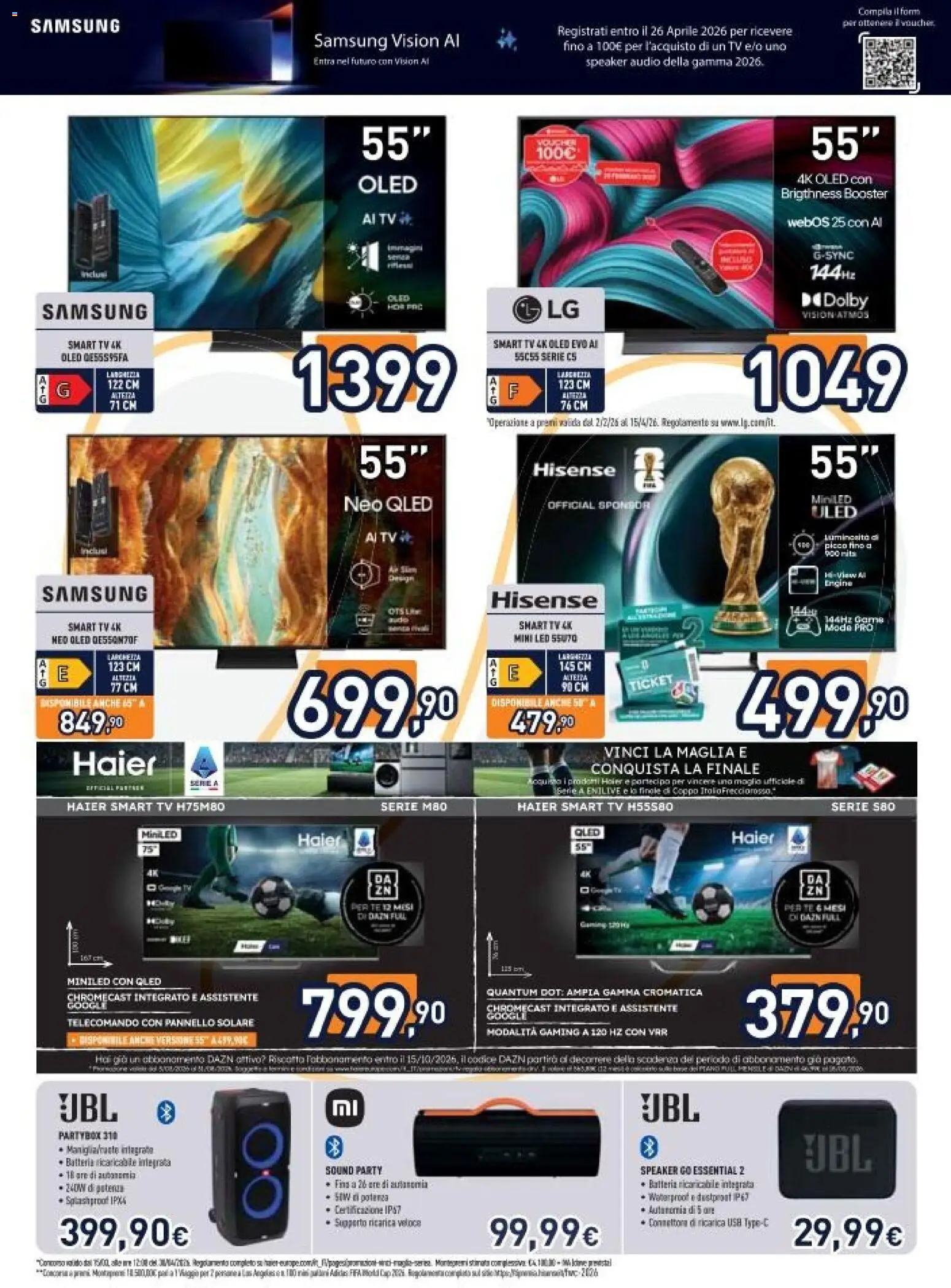 Volantino Unieuro del 17.04.2026 | Pagina: 5 | Prodotti: smart TV, TV, Audio, Speaker