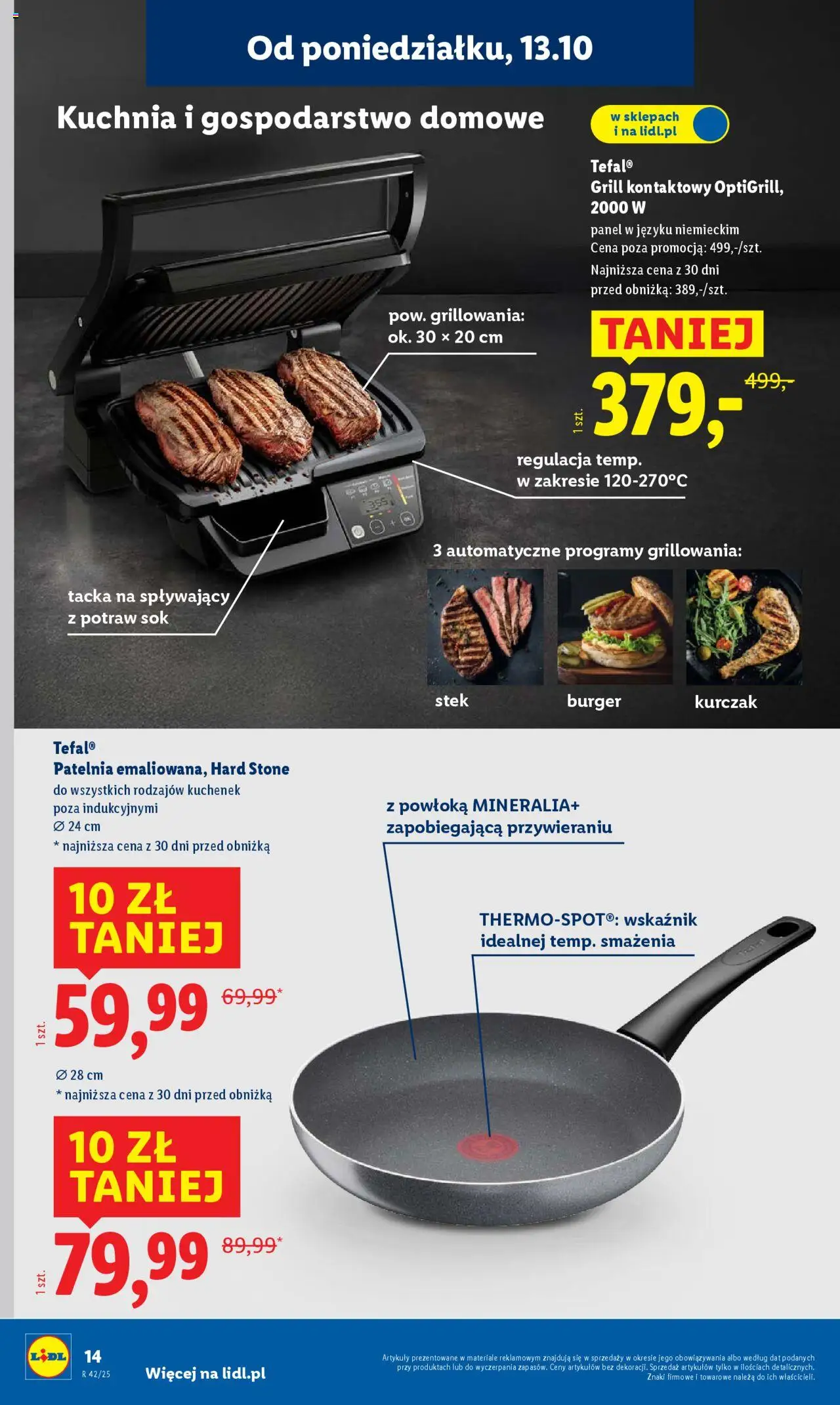 Lidl Katalog od 13.10.2025 | Strona: 14 | Produkty: Kurczak, Grill, Sok, Patelnia