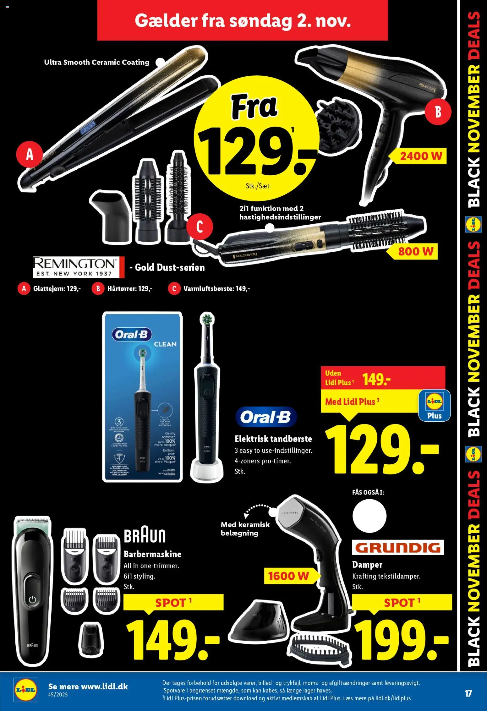 Lidl tilbudsavis – gyldig fra 02.11.2025 | Side: 3 | Produkter: Barbermaskine, Tandbørste, Søm, Glattejern