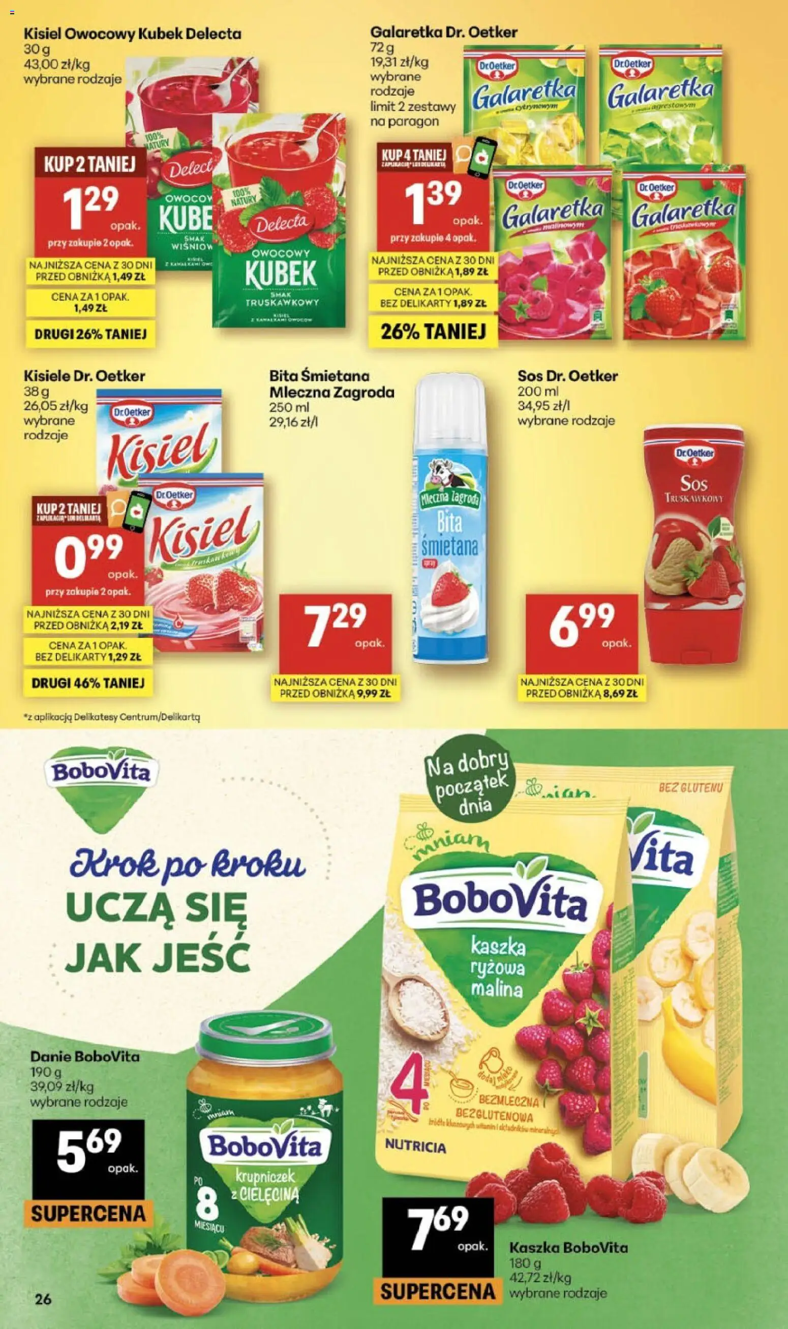 Delikatesy Centrum gazetka od 16.04.2026 | Strona: 26 | Produkty: Malina, Galaretka, Śmietana, Sos