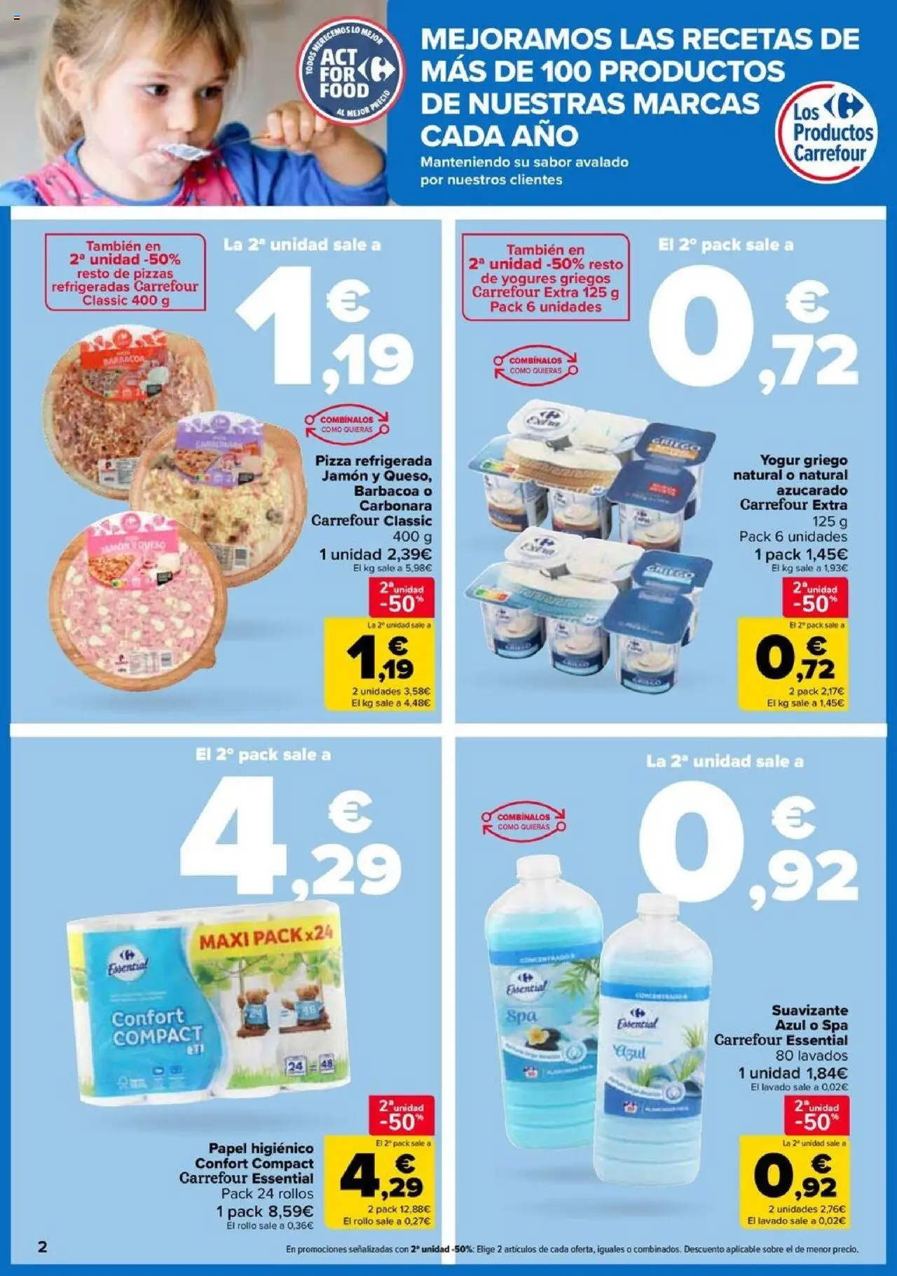 Carrefour folleto │ válido desde el 08.08.2025 | Página: 2 | Productos: Jamón, Papel higienico, Suavizante, Barbacoa