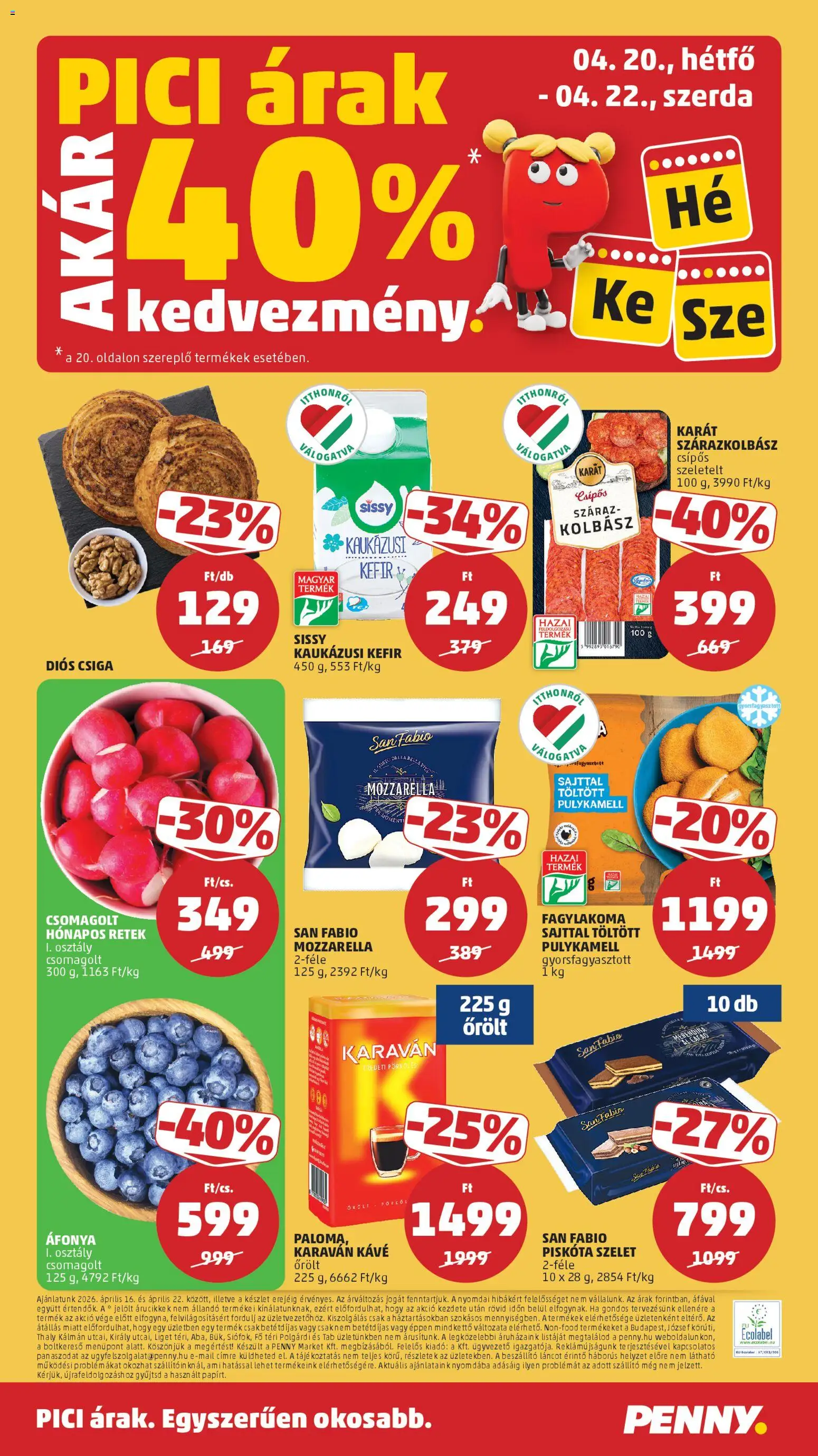 PENNY akciós ujság - amely érvényes a következő dátumtól: 16.04.2026 | Oldal: 24 | Termékek: Áfonya, Piskóta, Kefir, Kaukázusi kefír