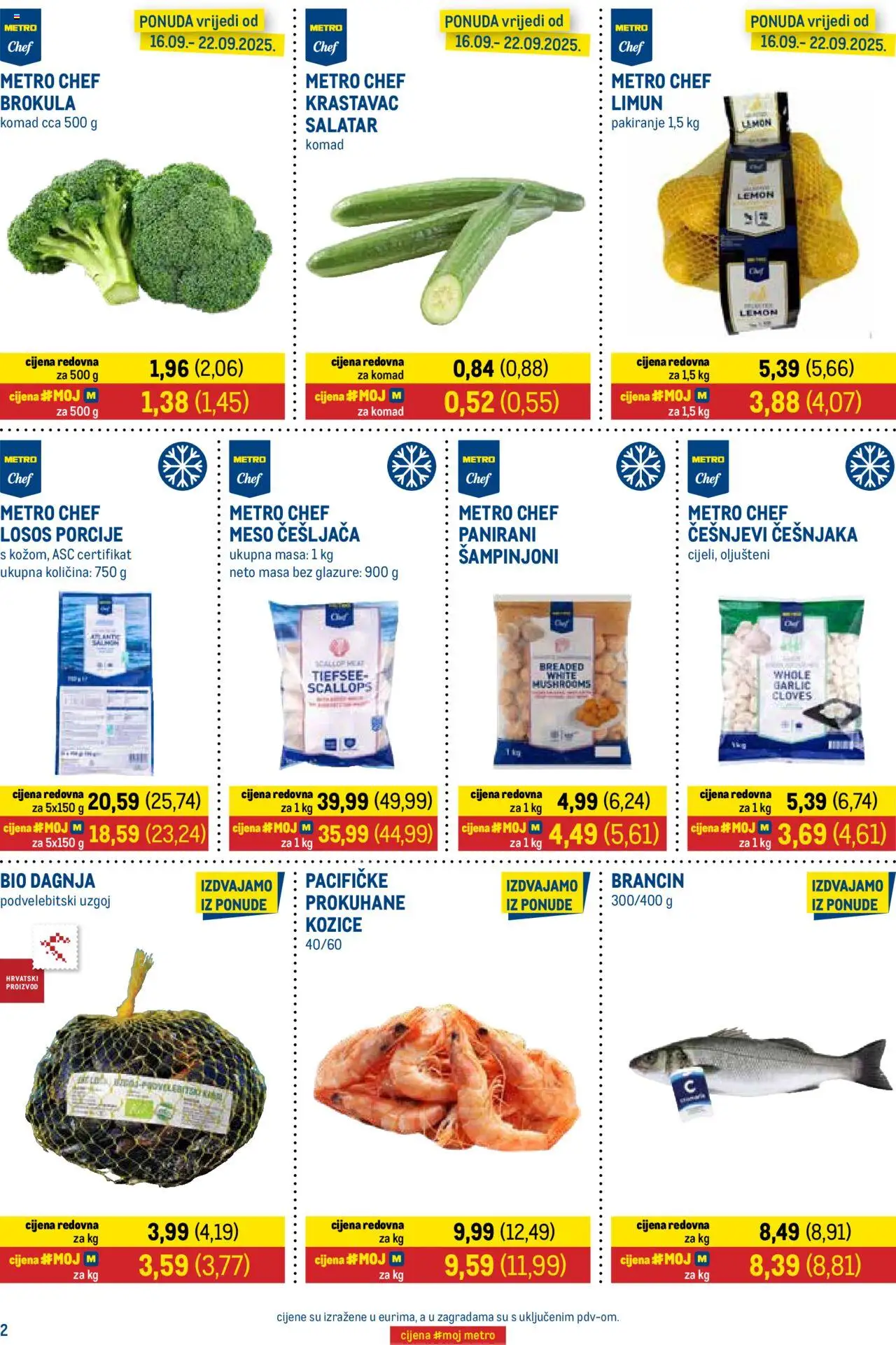 Metro katalog | vrijedi od 16.09.2025 | Stranica: 2 | Proizvodi: Brokula, Krastavac, Brancin, Limun