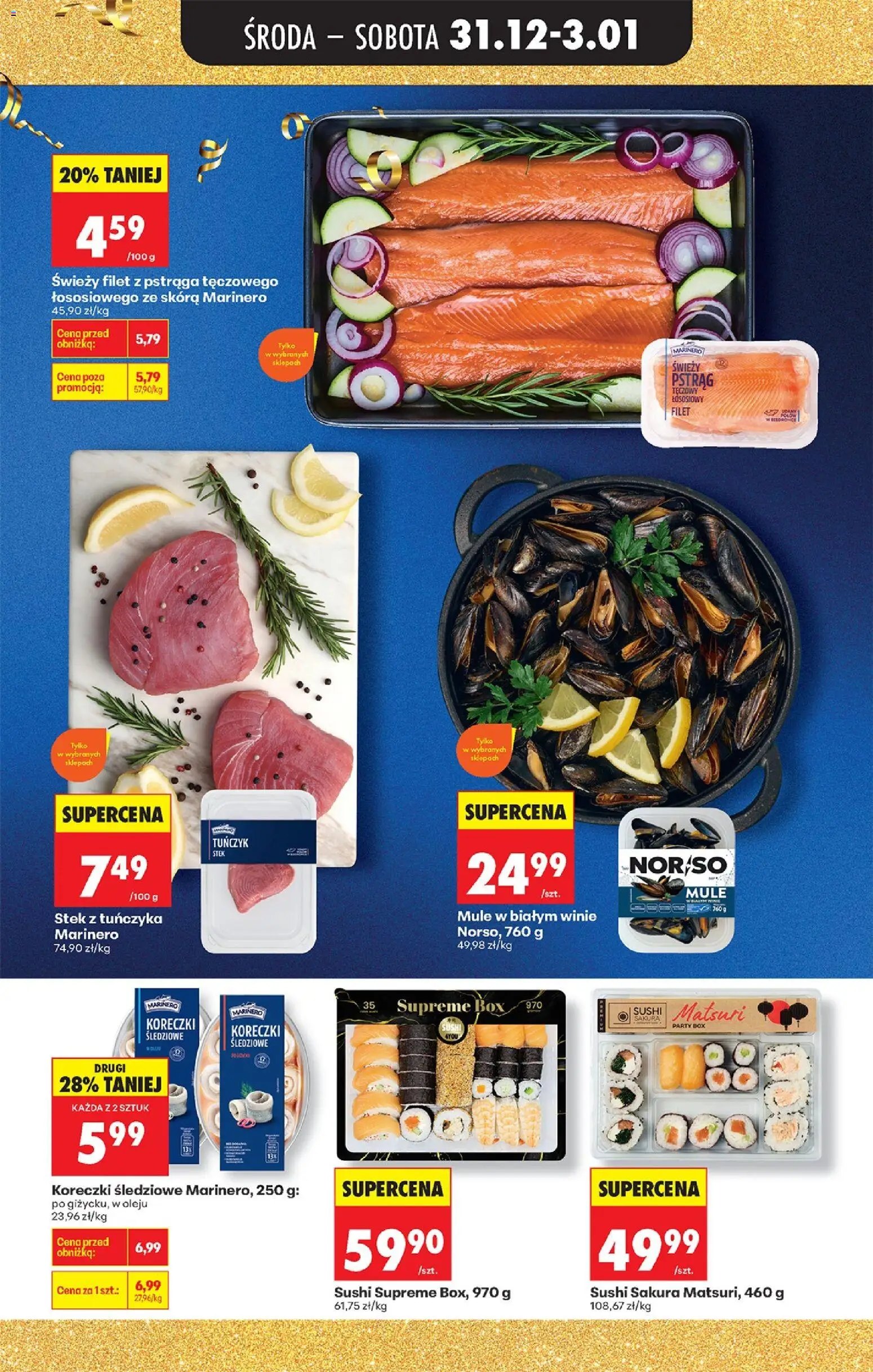 Biedronka gazetka - Oferta w tym tygodniu od 31.12.2025 | Strona: 37 | Produkty: Pstrąg tęczowy, Pstrąg, Tuńczyk, Sushi