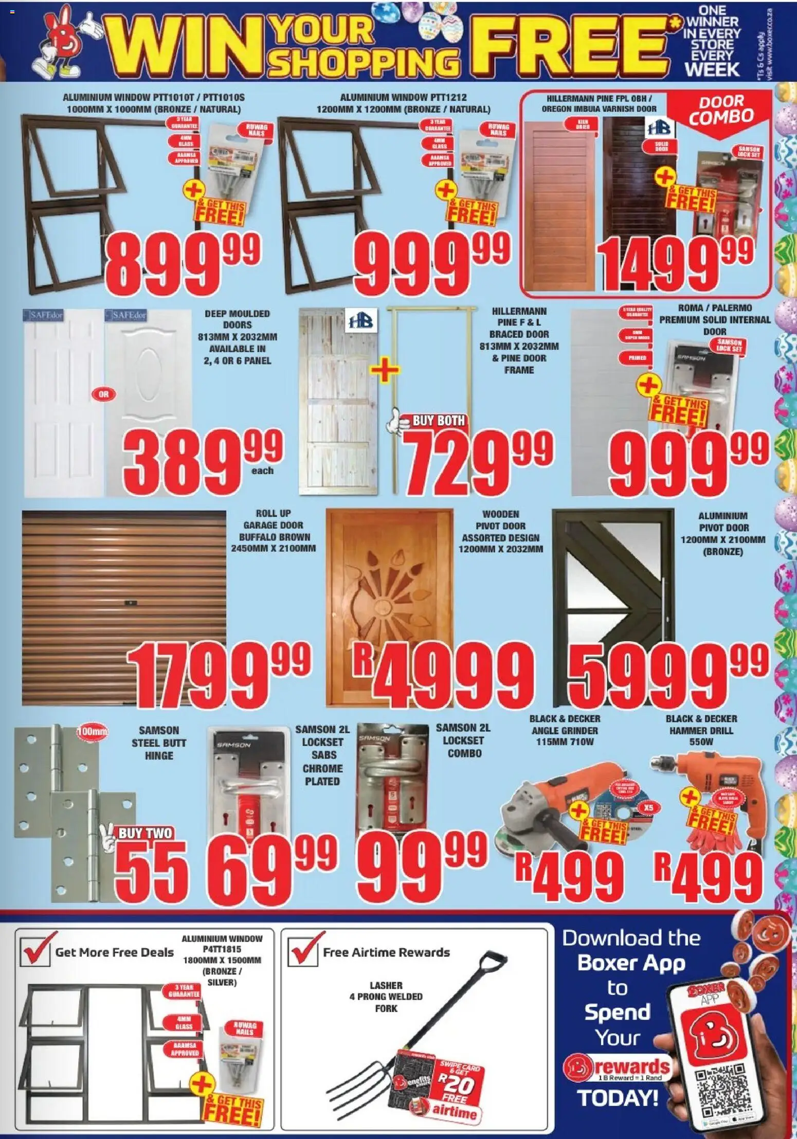 New Boxer catalogue – valid from 23.03.2026 | Page: 3 | Products: Door frame, Lock, Drill, Hammer