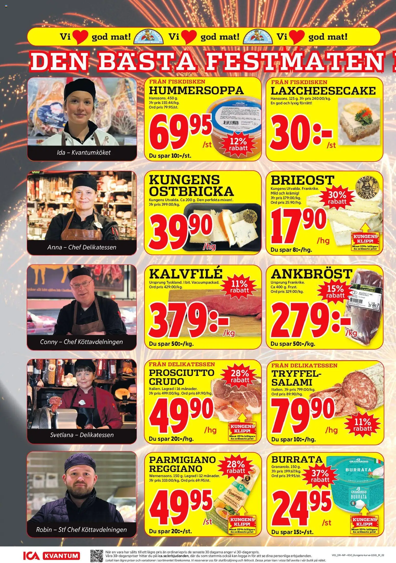 ICA Kvantum reklamblad aktuell från 30.12.2025 | Sida: 6 | Produkter: Burrata, Brieost, Salami