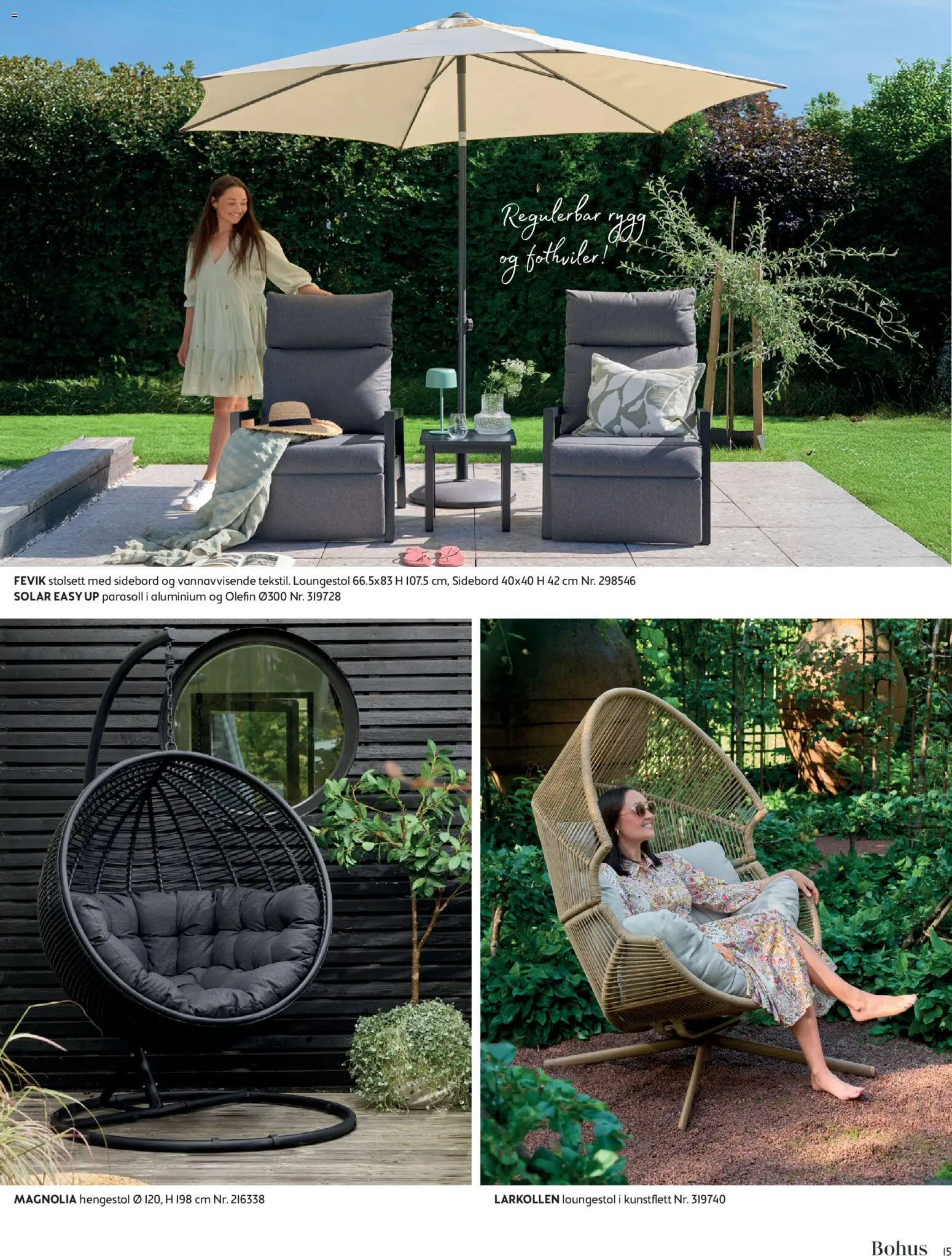 {H1} | Side: 15 | Produkter: Parasoll, Sidebord