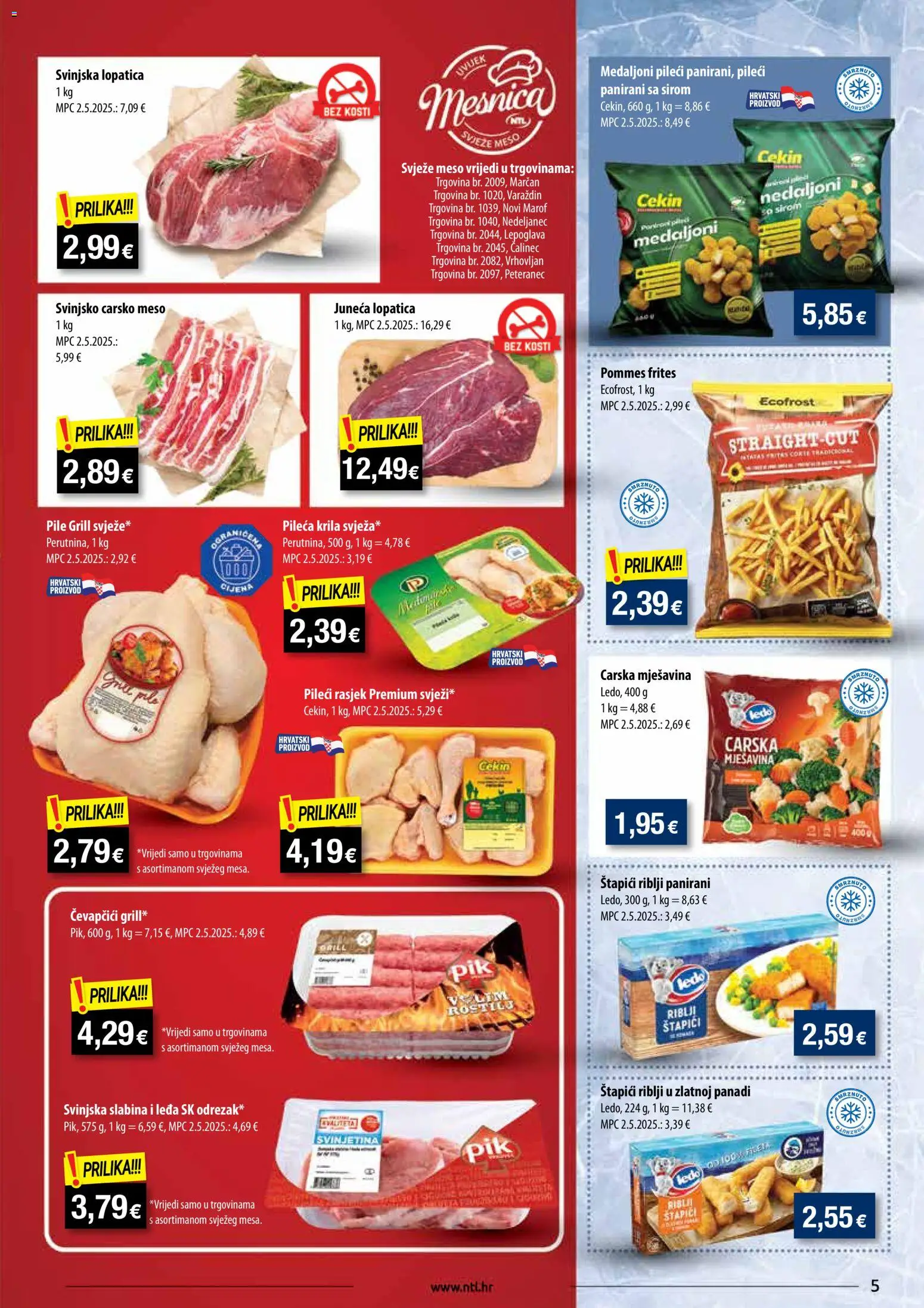 NTL katalog | vrijedi od 28.01.2026 | Stranica: 5 | Proizvodi: Pileća krila, Carsko meso, Meso, Svinjetina