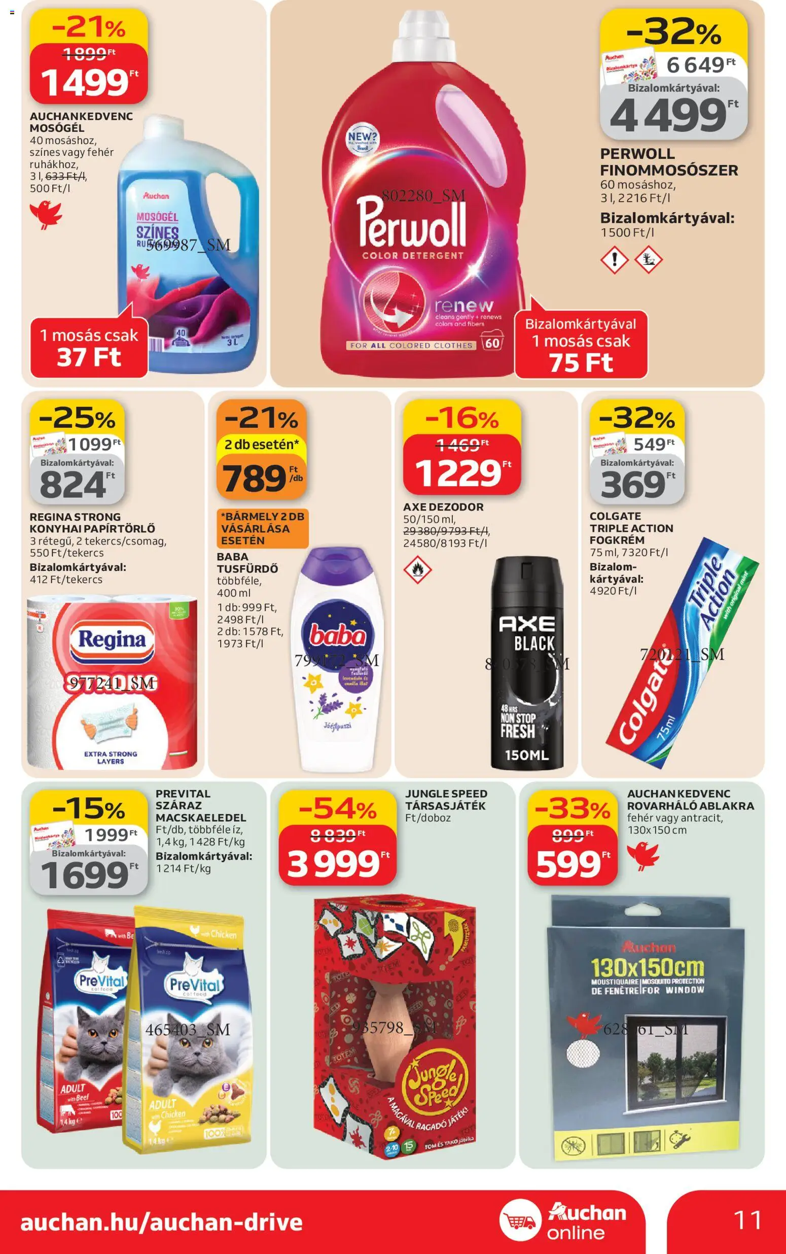 Auchan akciós ujság - amely érvényes a következő dátumtól: 19.03.2026 | Oldal: 11 | Termékek: Perwoll, Játék, Macskaeledel, Fogkrém