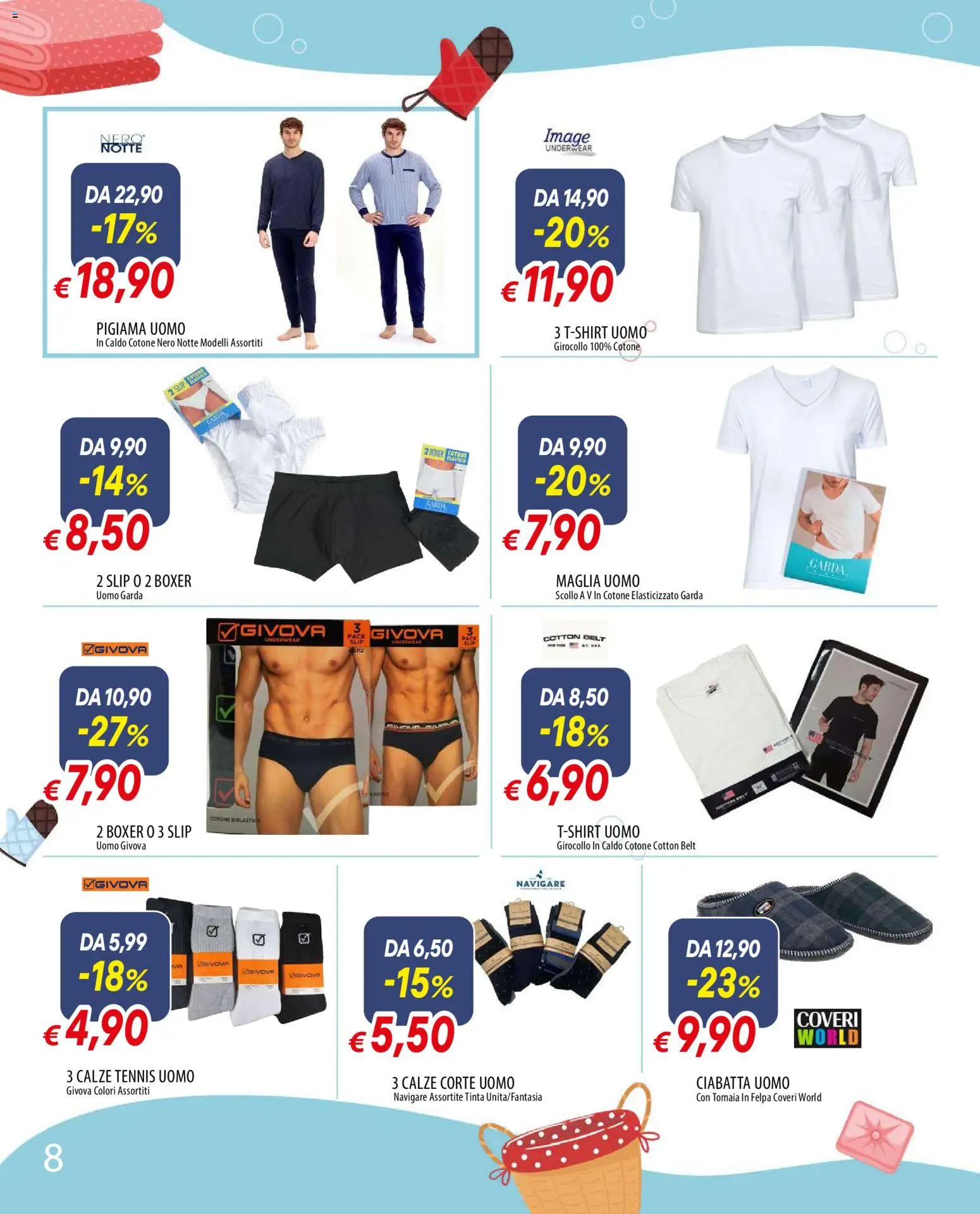 Volantino Famila del 29.12.2025 | Pagina: 8 | Prodotti: Felpa, Pigiama, Slip, Boxer