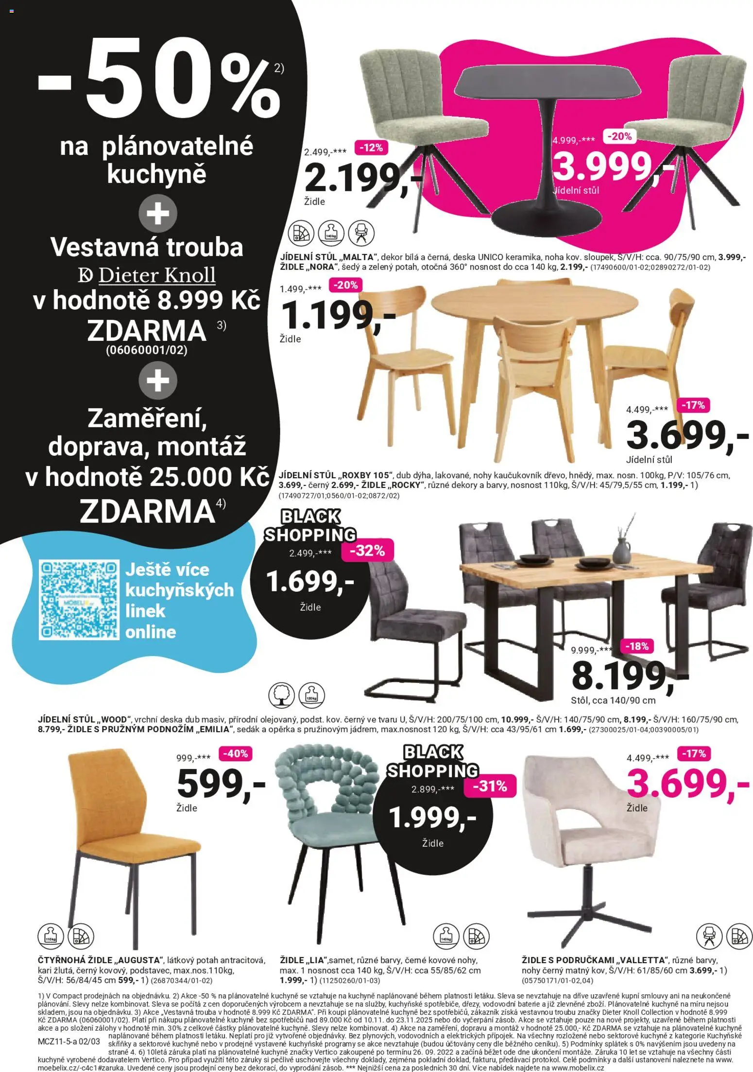 Möbelix Black Friday od 10.11.2025 | Strana: 2 | Produkty: Kuchyňské skříňky, Trouba, Židle, Kuchyně