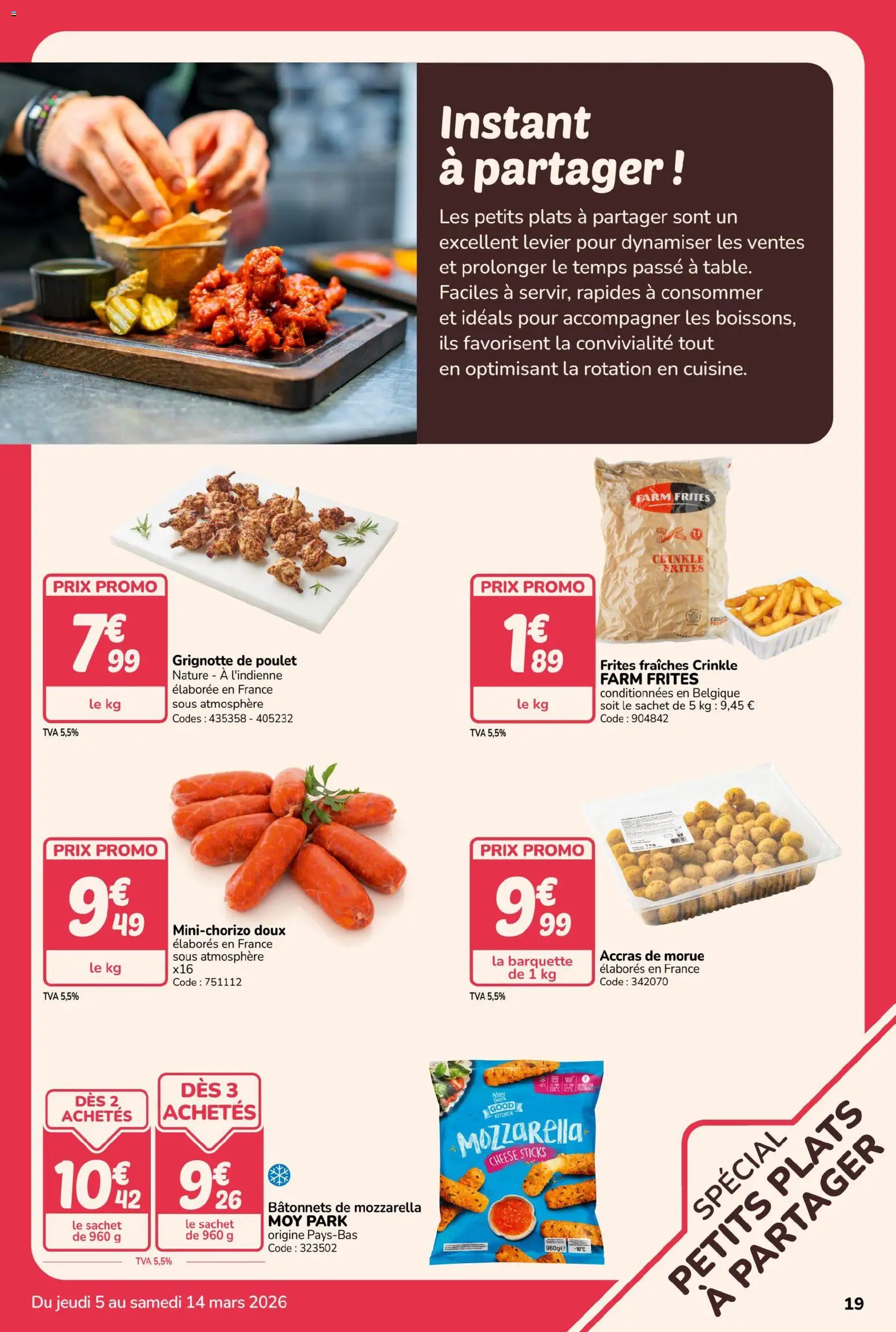 {H1} | Page: 19 | Produits: Frites, Mozzarella, Morue