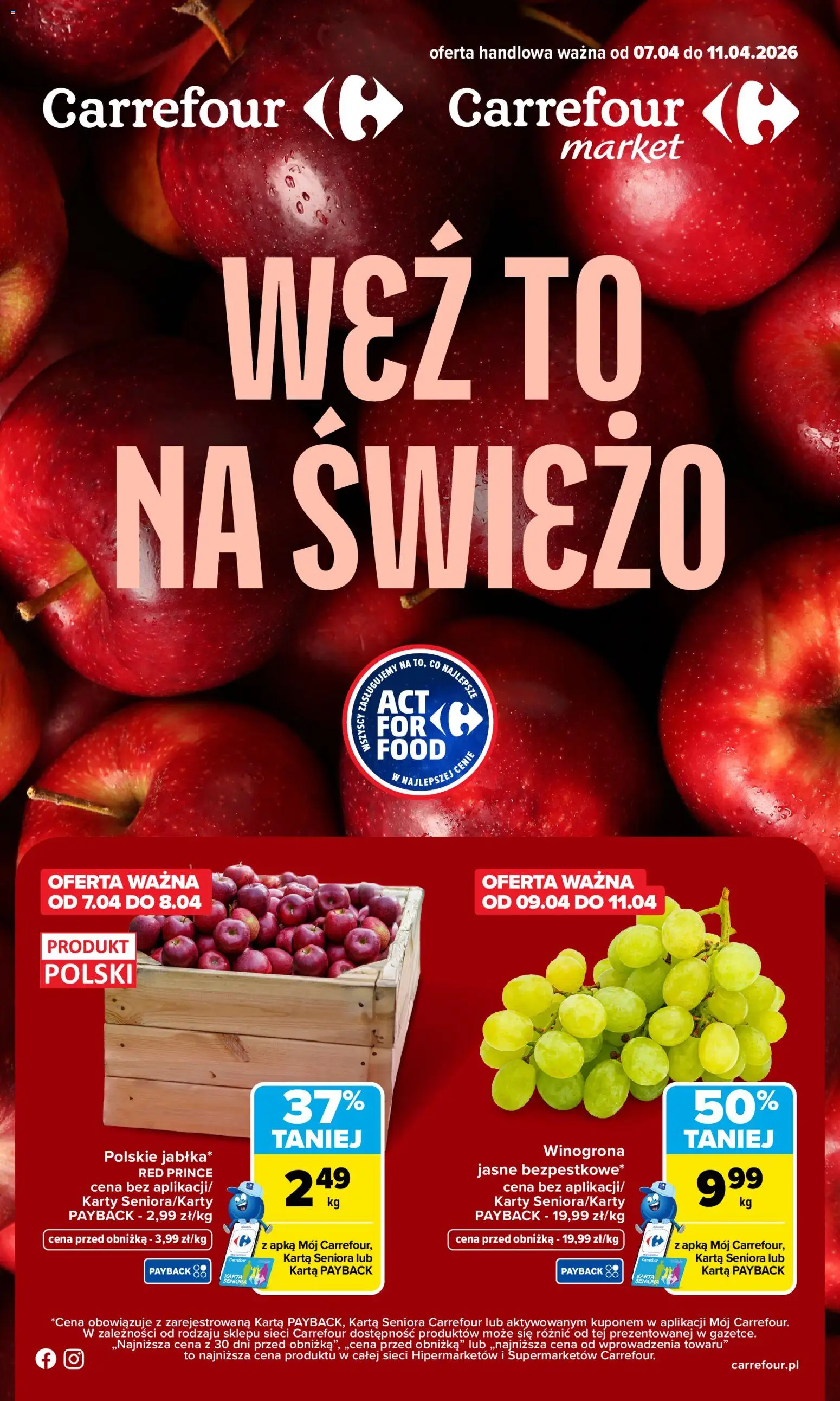 Carrefour gazetka - Weź to na świeżo od 07.04.2026 | Strona: 1 | Produkty: Karta, Winogrona