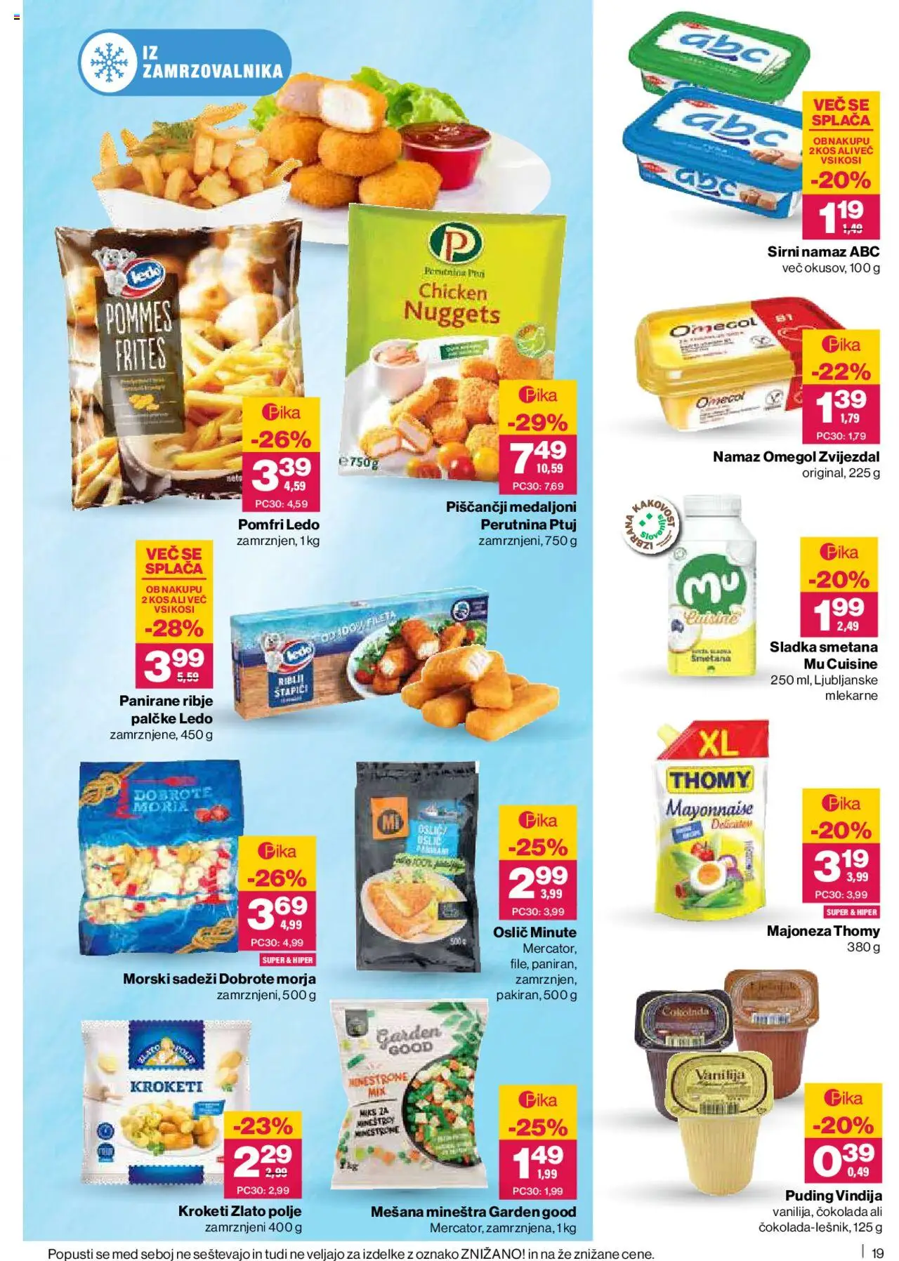 Novi Mercator katalog ponudbe – veljaven od 16.10.2025 | Stran: 19 | Izdelki: Sirni namaz, Puding, Majoneza, Morski sadezi