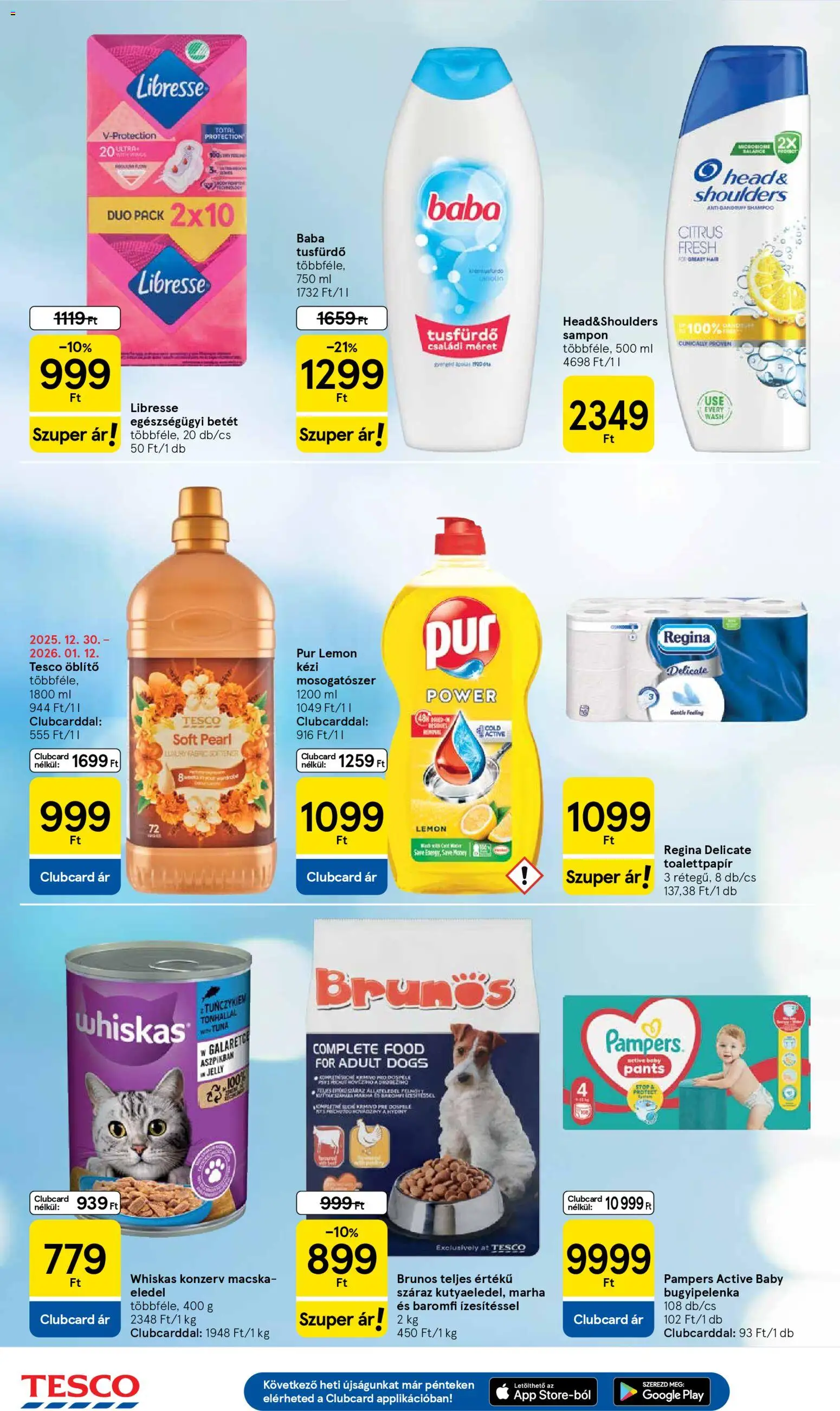 Tesco akciós ujság - amely érvényes a következő dátumtól: 08.01.2026 | Oldal: 6 | Termékek: Pampers, Whiskas, Öblítő, Sampon