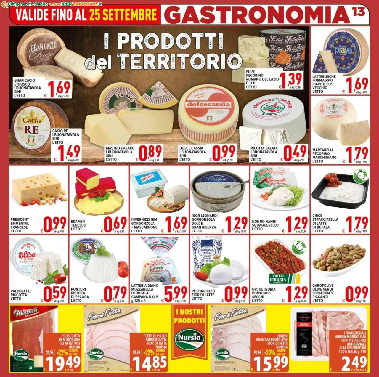 Volantino Ipertriscount del 17.09.2025 | Pagina: 13 | Prodotti: Petto di Pollo, Latte, Formaggio, Gorgonzola