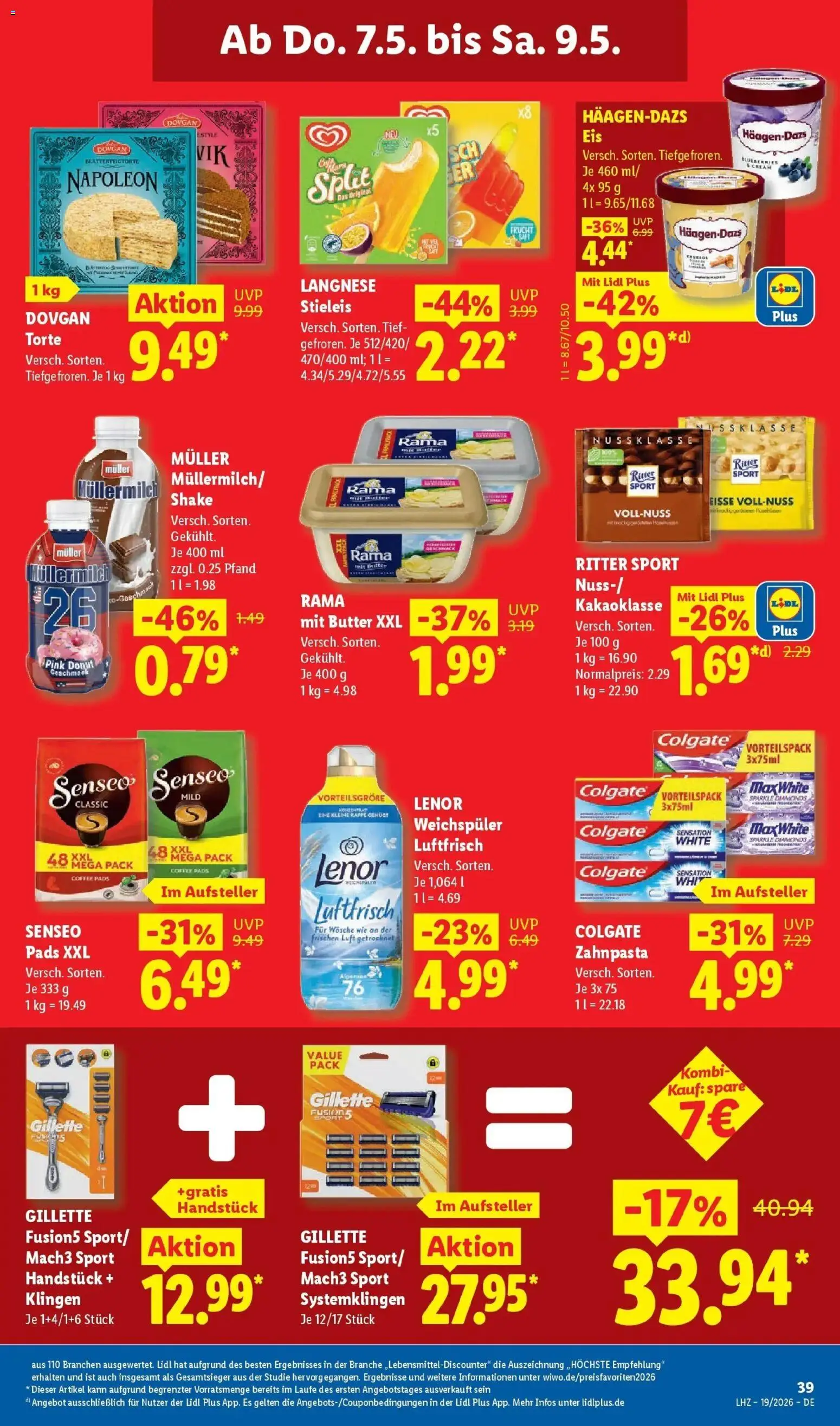 Lidl Německo leták od 04.05.2026 | Strana: 65 | Produkty: Donut, Rama, Ritter Sport, Gillette Mach3
