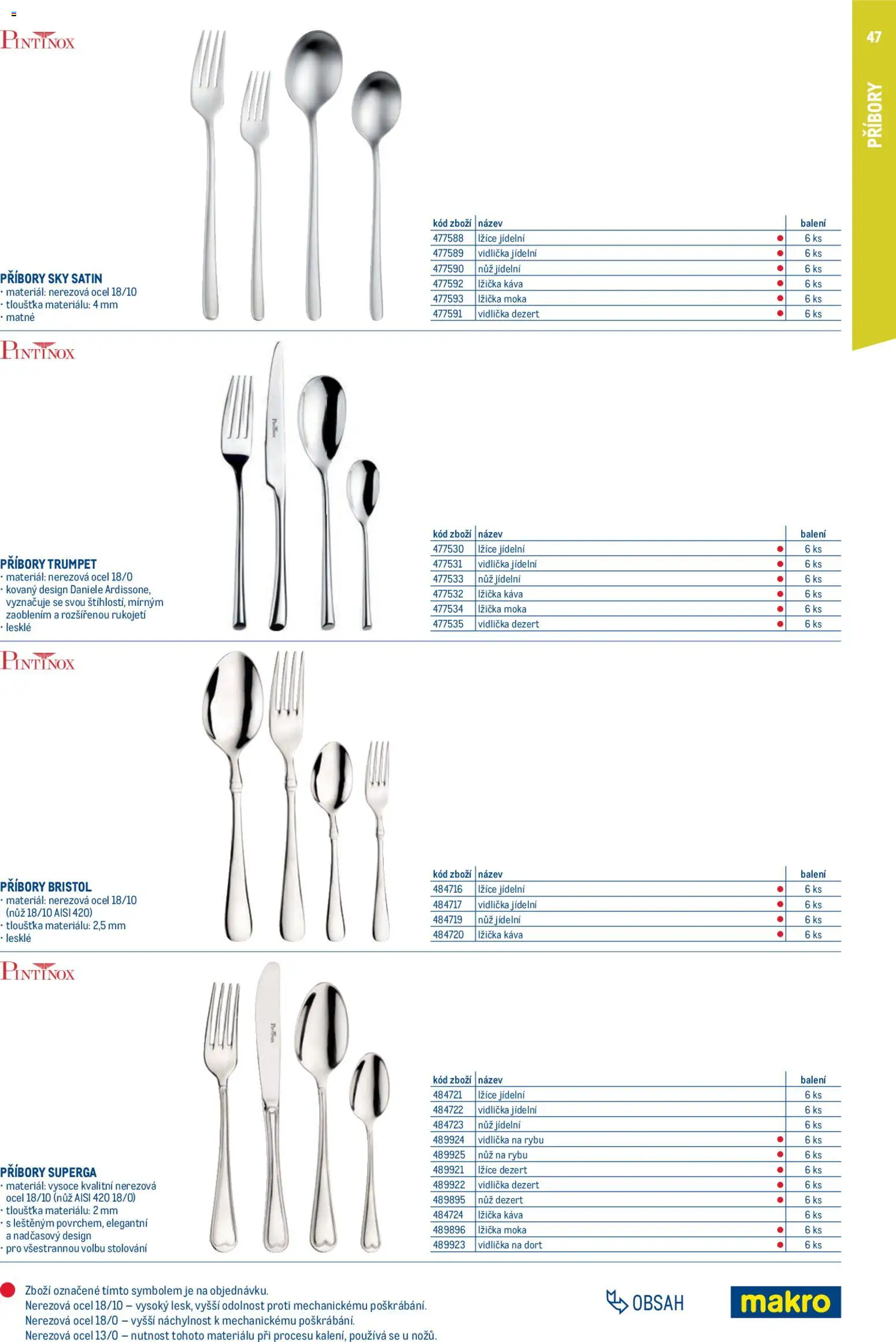 Makro leták - Gastro vybavení a zařízení od 01.02.2026 | Strana: 47 | Produkty: Káva, Nůž, Lžička, Dort