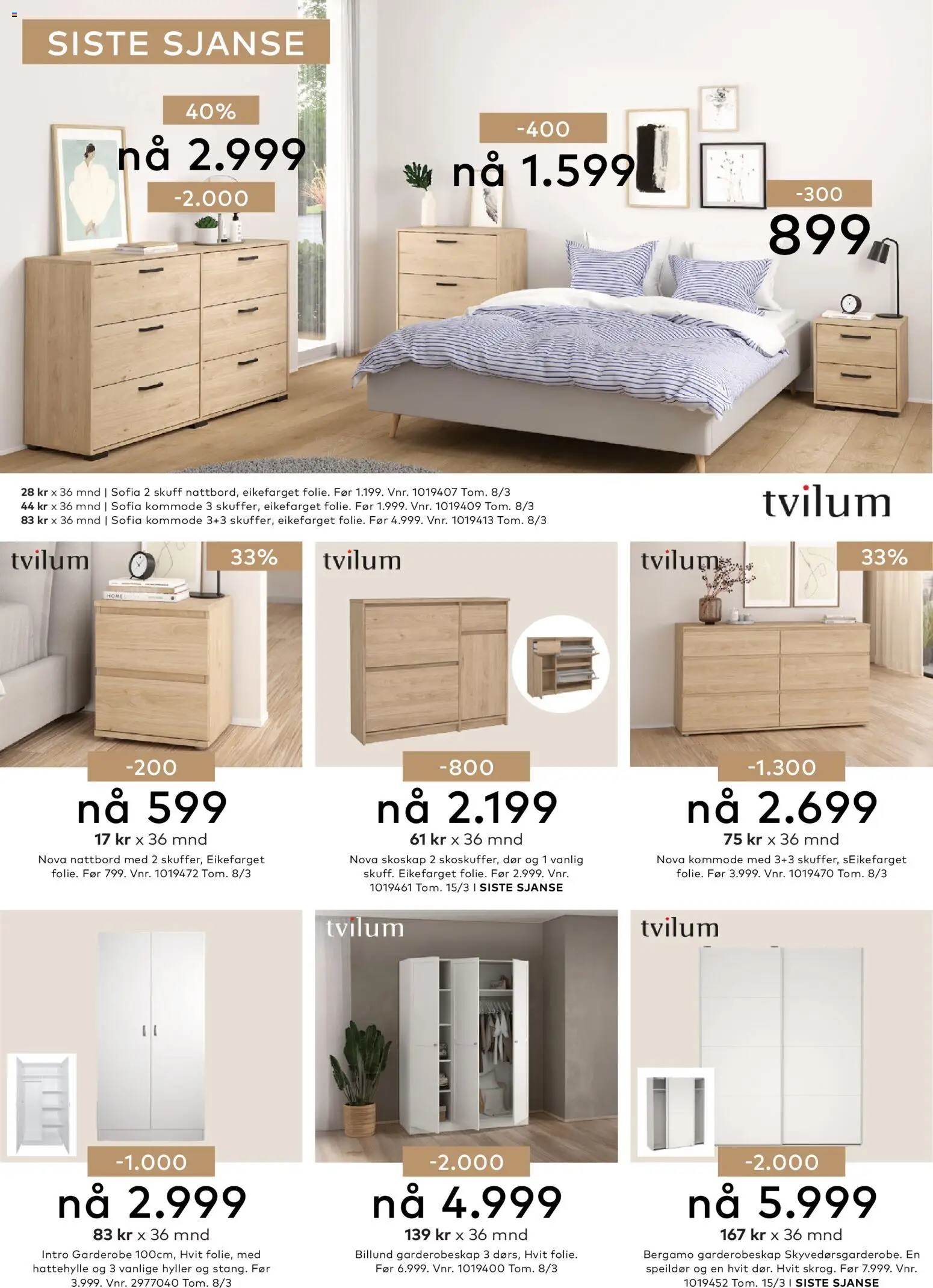 {H1} | Side: 20 | Produkter: Garderobeskap, Hattehylle, Kommode, Nattbord