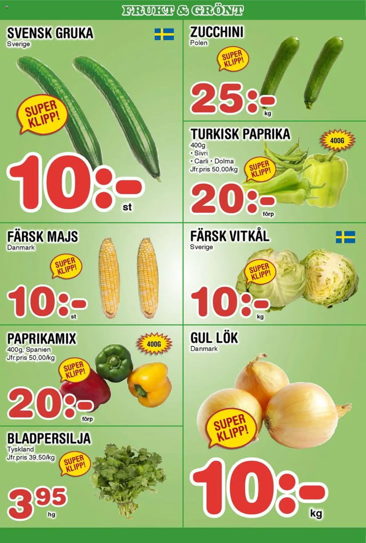 Nya Pulsen reklamblad aktuell från 11.08.2025 | Sida: 7 | Produkter: Vitkål, Gul lök, Zucchini, Majs
