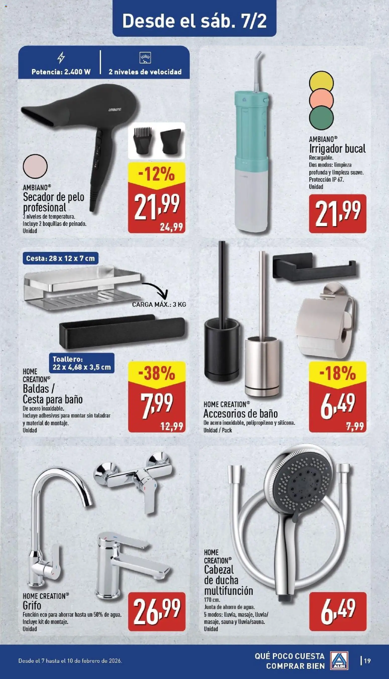 Aldi folleto Canarias │ válido desde el 02.02.2026 | Página: 19 | Productos: Γλυκό νερατζάκι, Baño, Ducha, Cesta