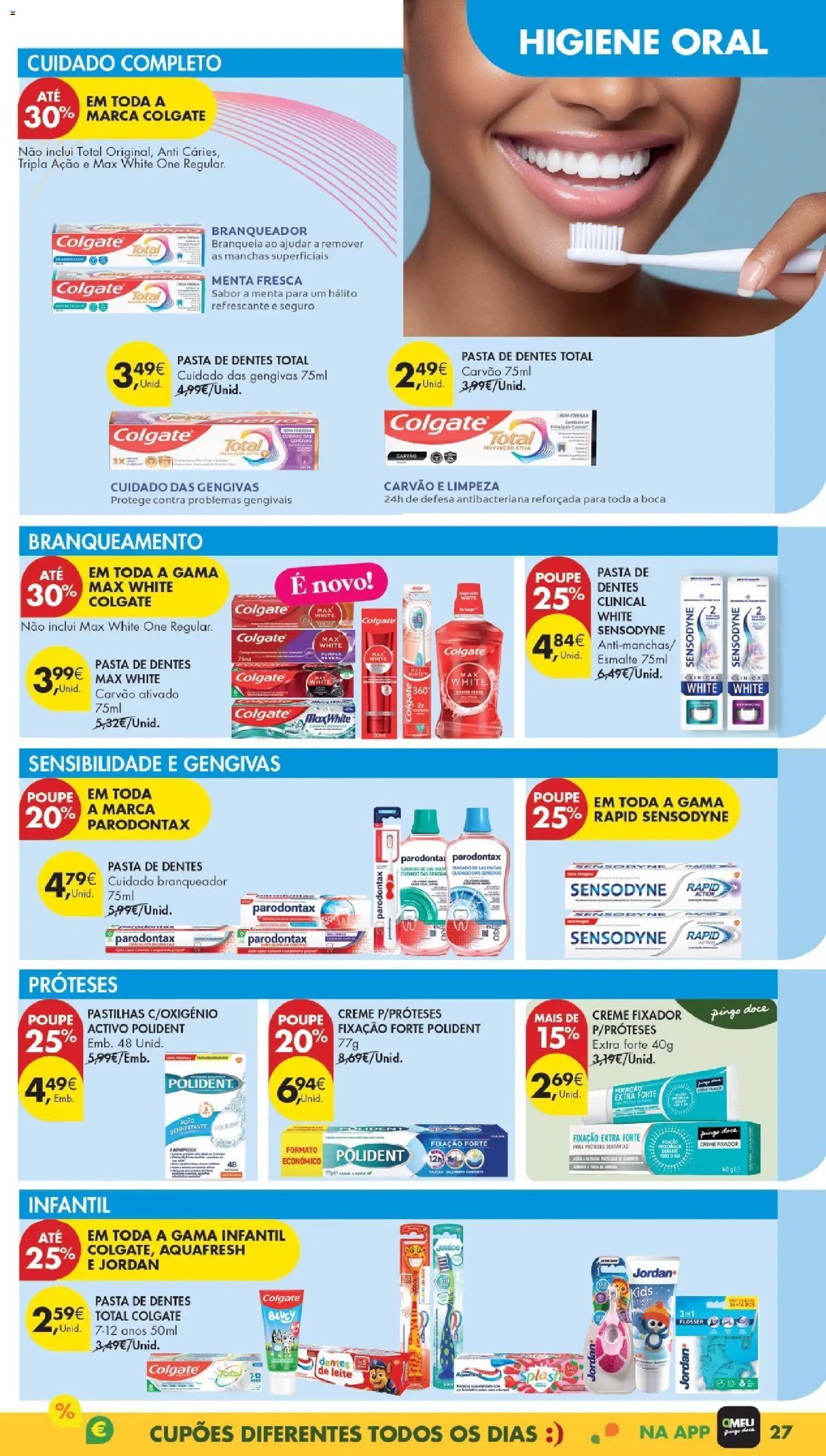 Pingo Doce Poupe Esta Semana Madeira │ válido de 24.02.2026 | Página: 27 | Produtos: Pasta de dentes, Leite, Fixador, Creme