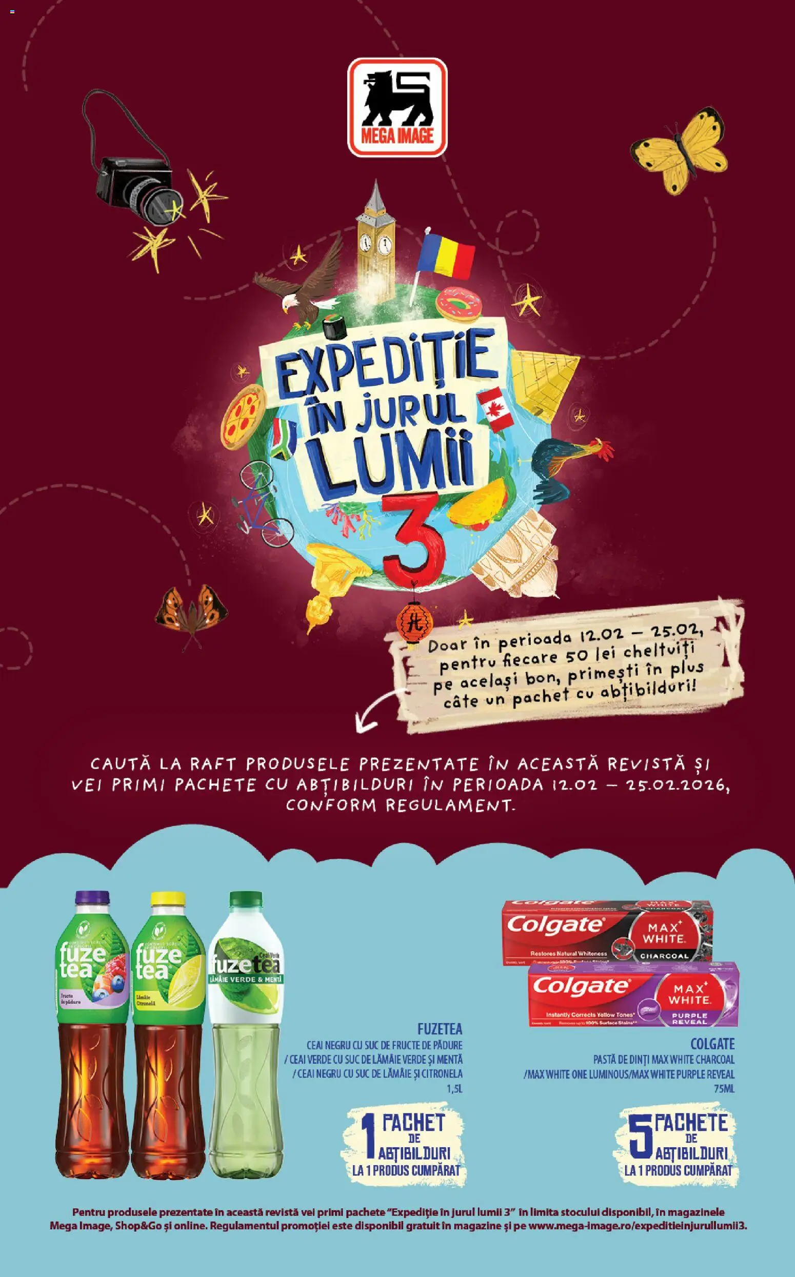 Noul catalog Mega Image – valabil de la 12.02.2026 | Pagină: 1 | Produse: Suc, Pastă de dinți, Ceai, Fructe