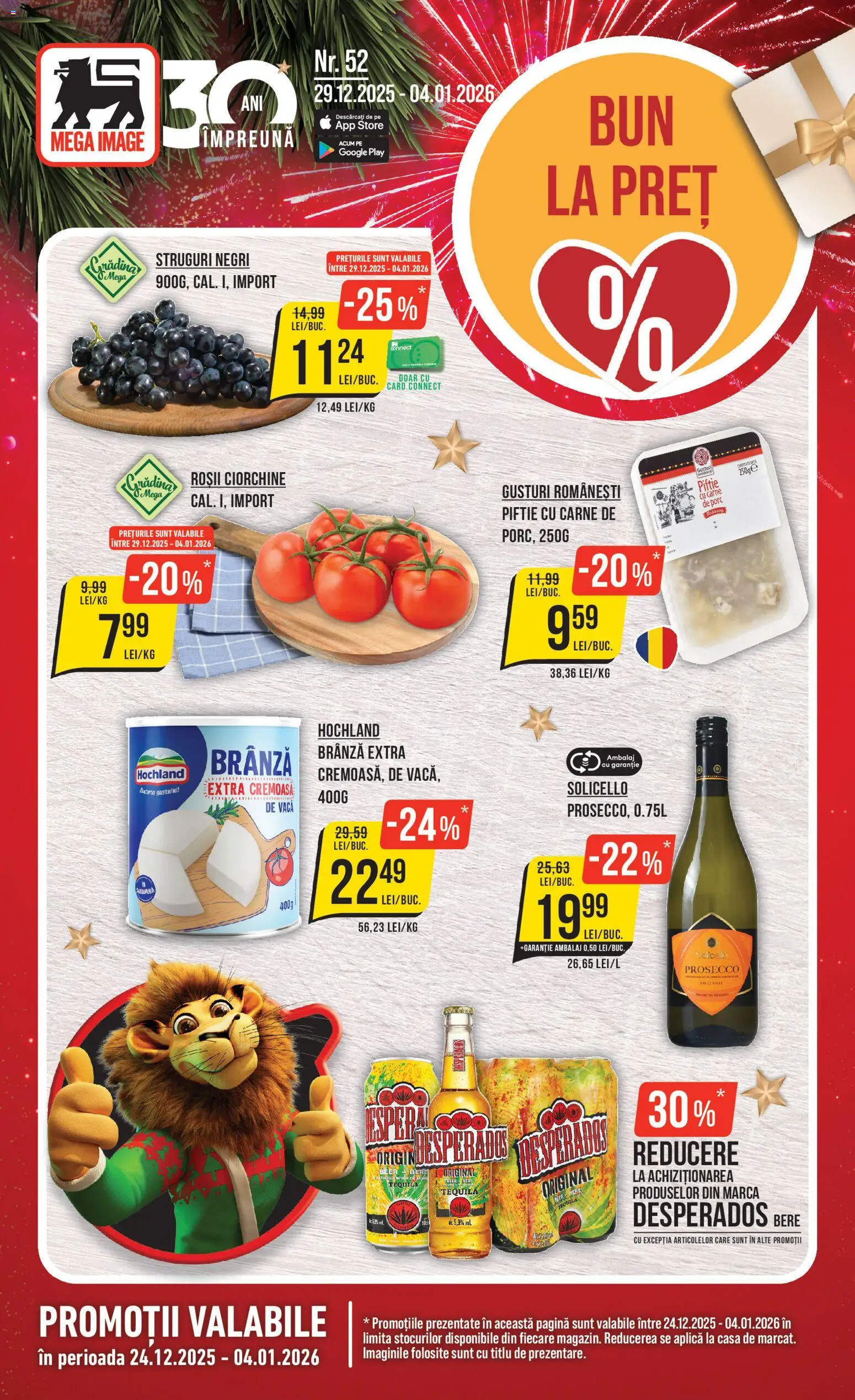 Noul catalog Mega Image – valabil de la 29.12.2025 | Pagină: 1 | Produse: Struguri, Brânză, Eğitim çantaları, Bere