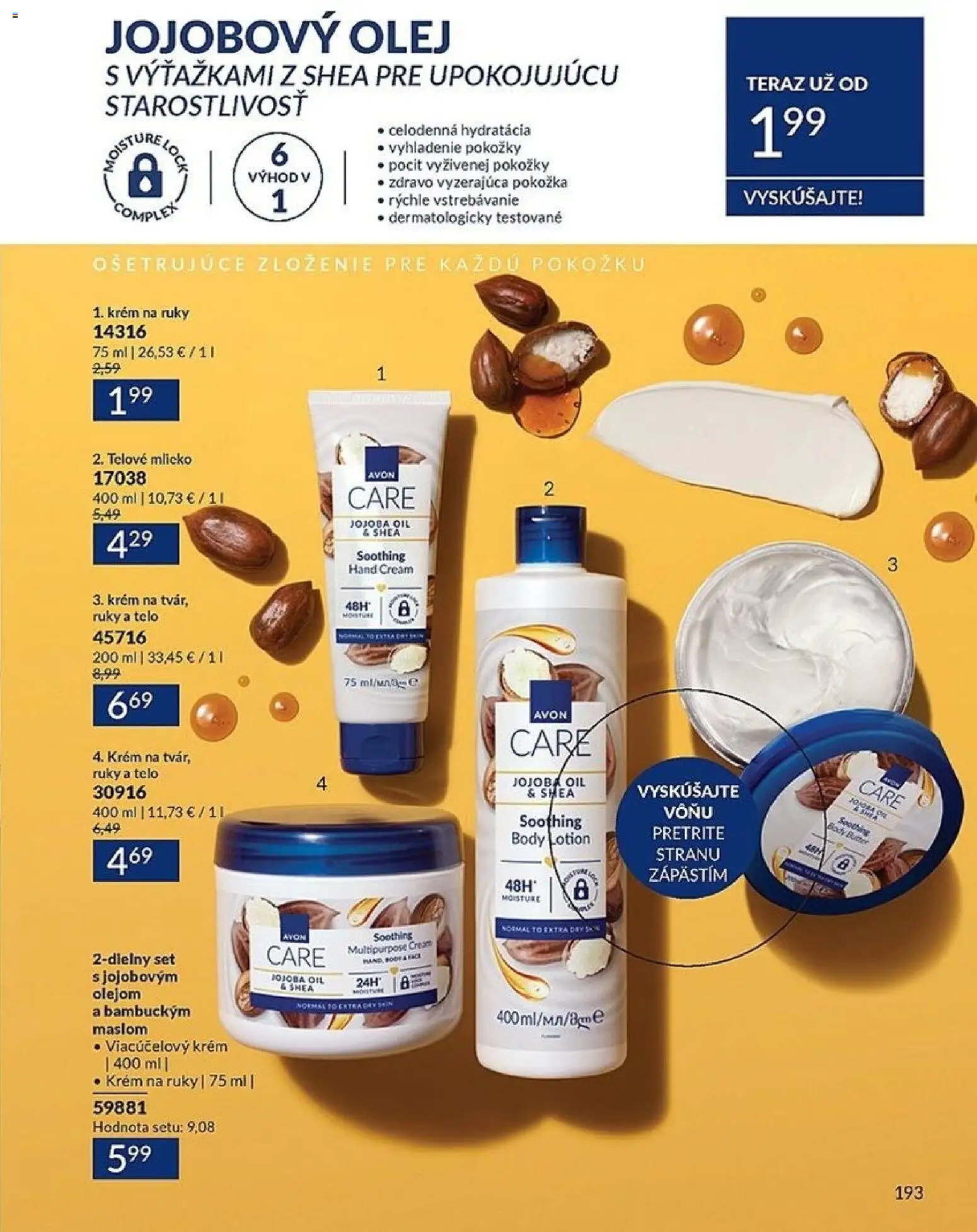Nové Avon akcie – leták je platný od 01.01.2026 | Strana: 193 | Produkty: Mlieko, Telové mlieko, Krém na ruky, Krém