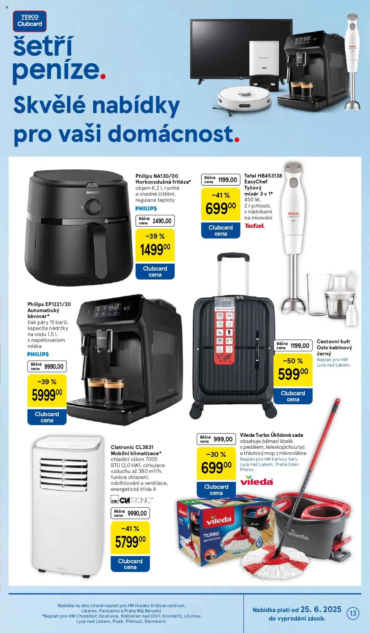 Tesco leták - Hypermarket od 25.06.2025 | Strana: 13 | Produkty: Cestovní kufr, Kufr, Mop, Tefal