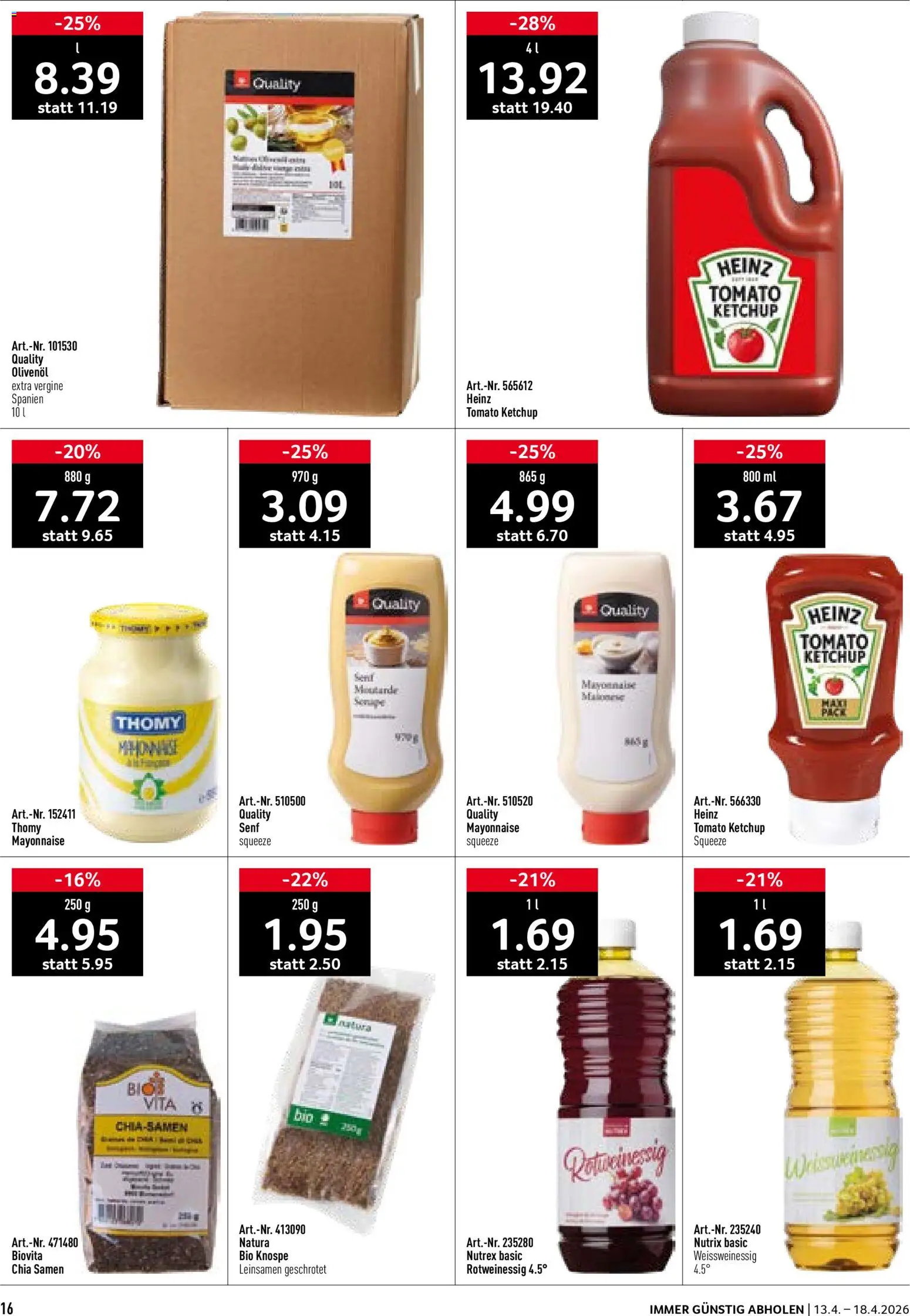 Prodega aktionen – gültig ab 13.04.2026 | Seite: 16 | Produkte: Ketchup, Mayonnaise